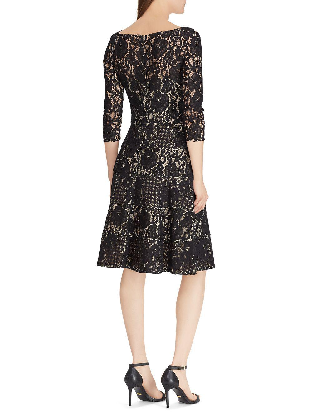 Ralph lauren lace fit and flare dress Clearance