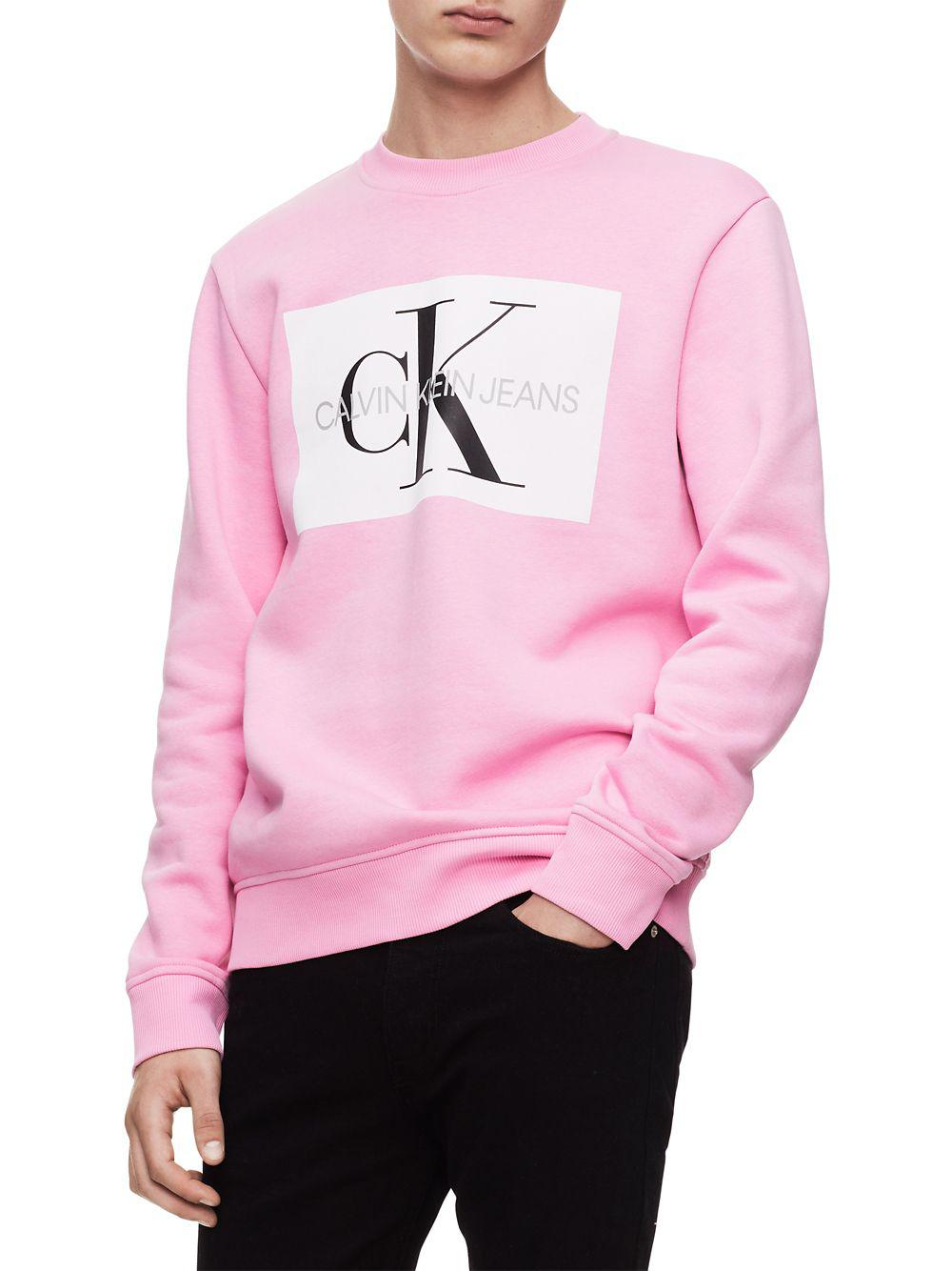Calvin Klein Cotton Monogram Sweatshirt in Pink for Men - Lyst