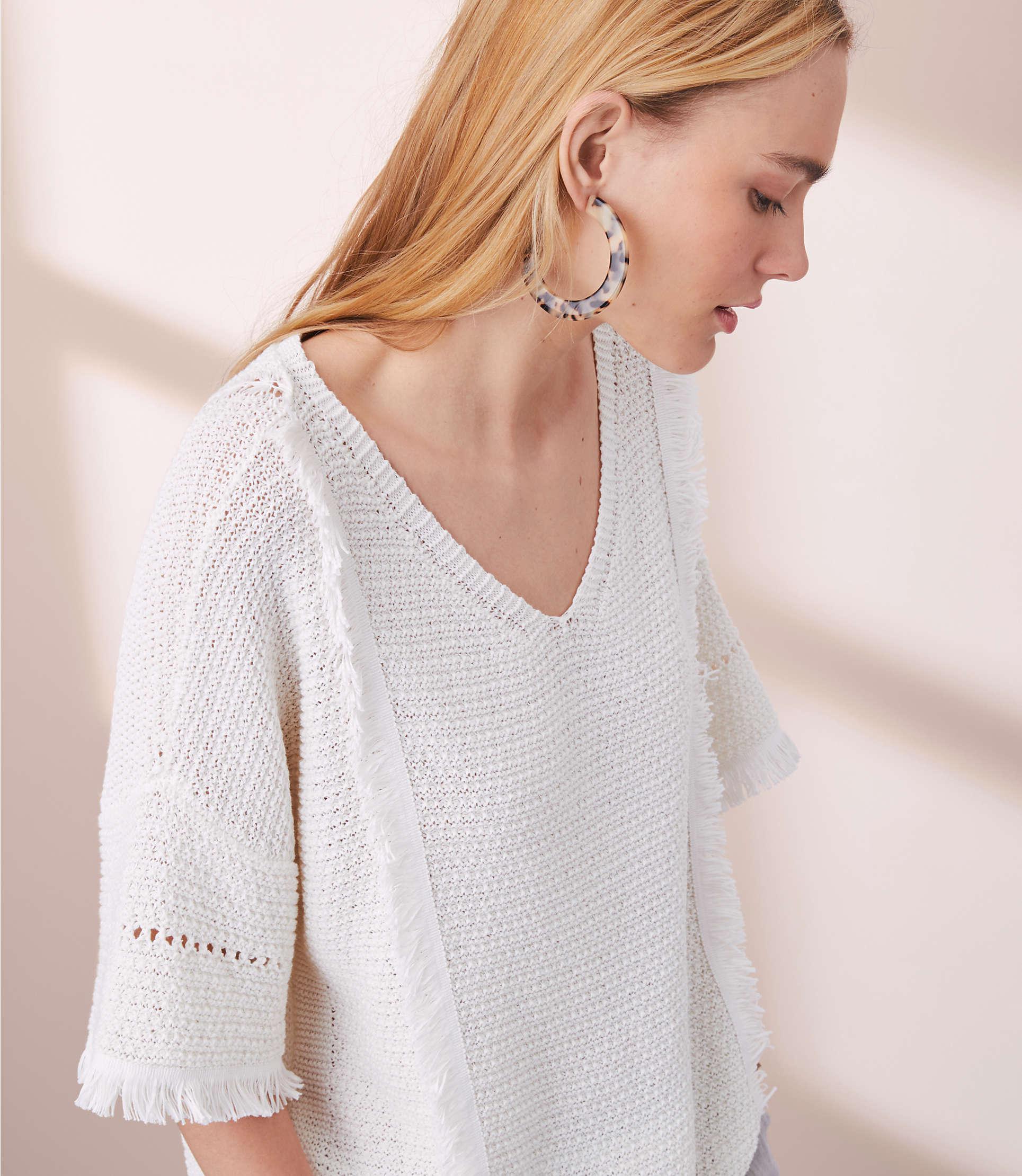 Lou & Grey Cotton Fringe Festival Sweater in White - Lyst