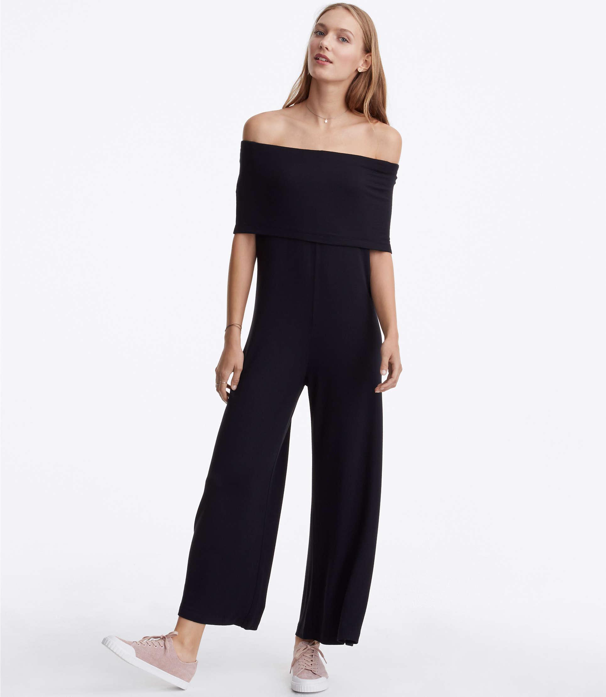 grey off the shoulder jumpsuit