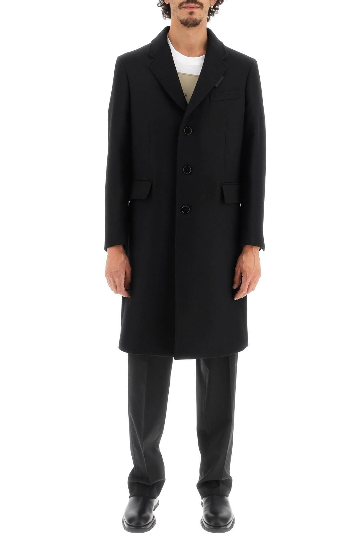 Burberry Wool And Cashmere Coat With Patch in Black for Men | Lyst