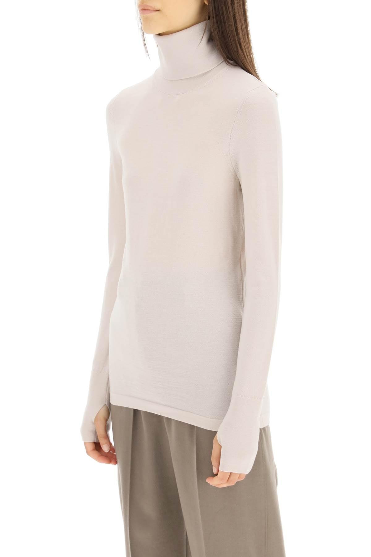 Lemaire Merino Wool Turtleneck Sweater in White | Lyst