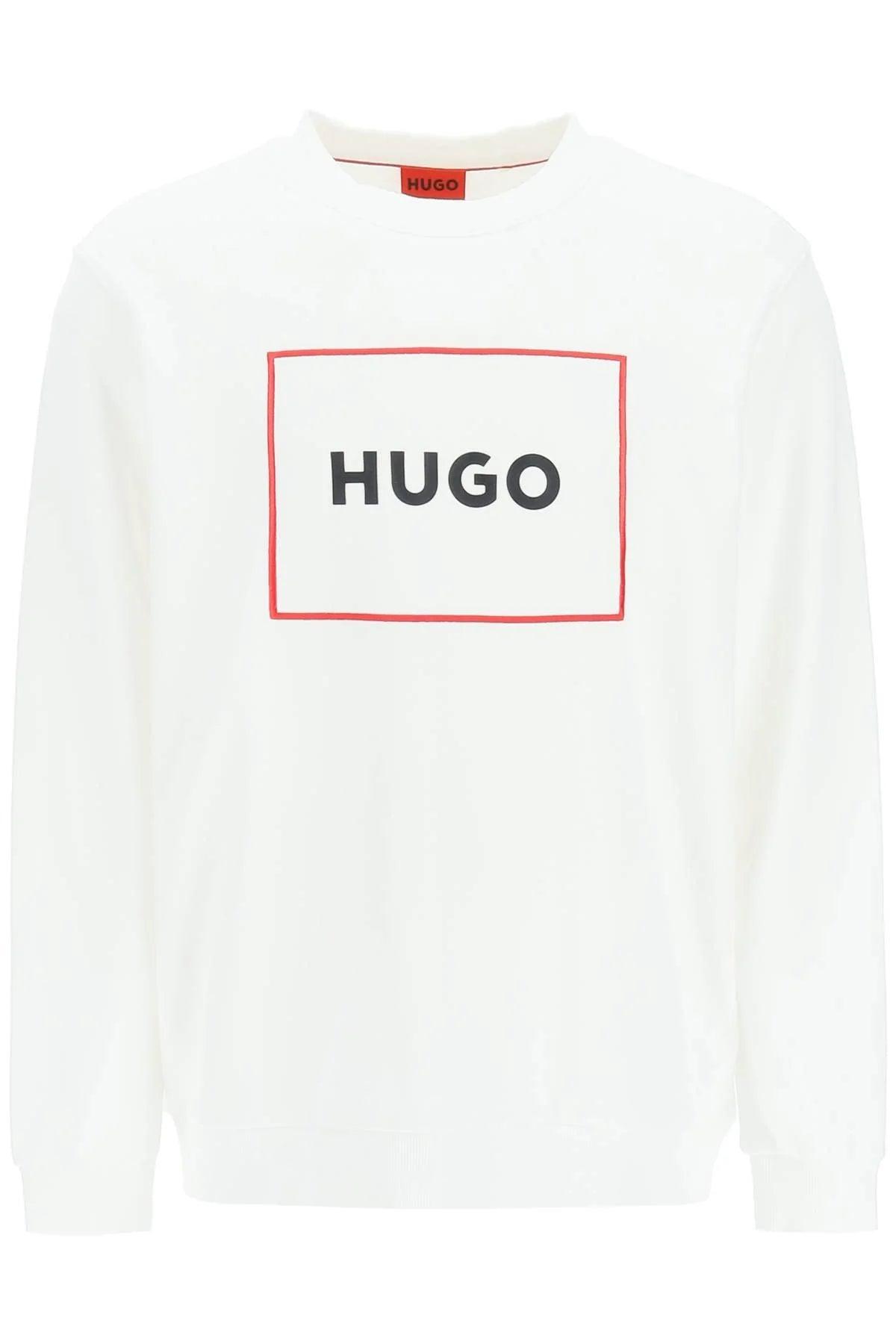 HUGO Logo Box Sweatshirt in White for Men | Lyst