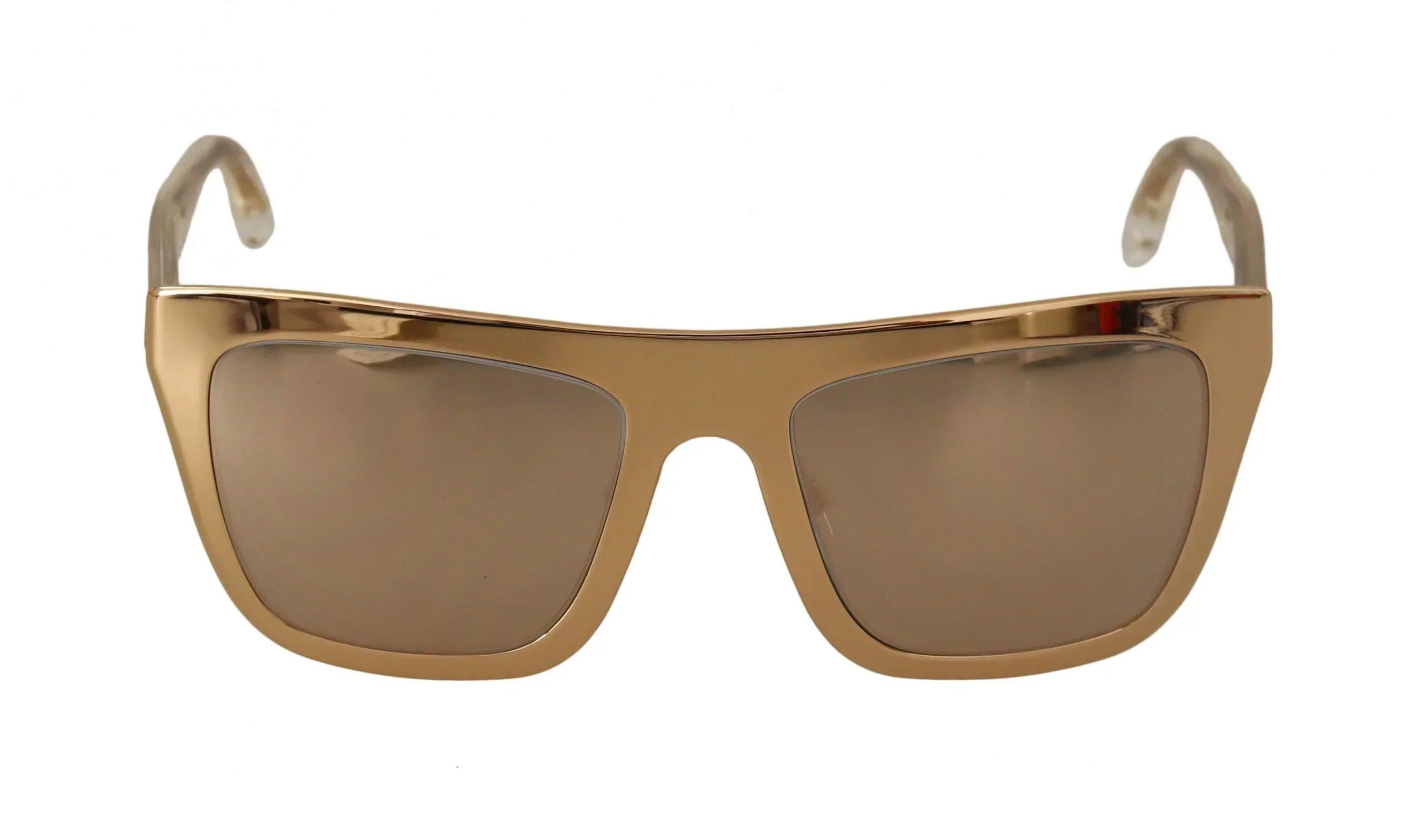 Dolce & Gabbana Gold Plated Metal Mirrored Limited Sunglasses 