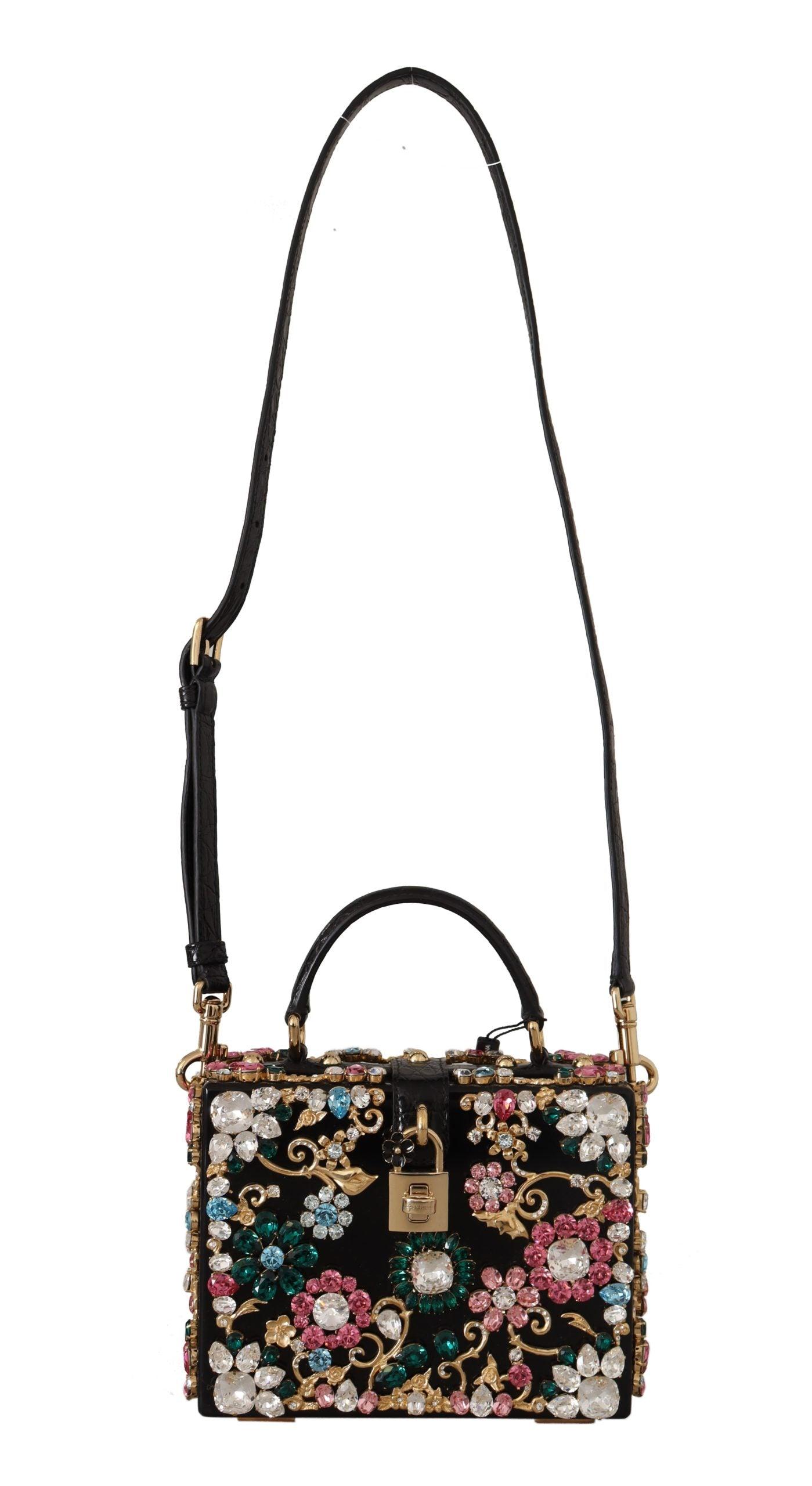 Dolce & Gabbana Black Plexi Crystal Gold Box Borse Leather Bag | Lyst
