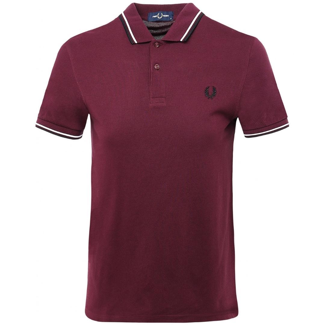 Fred Perry Twin Tipped M3600 I74 Burgundy Polo Shirt in Red for Men | Lyst