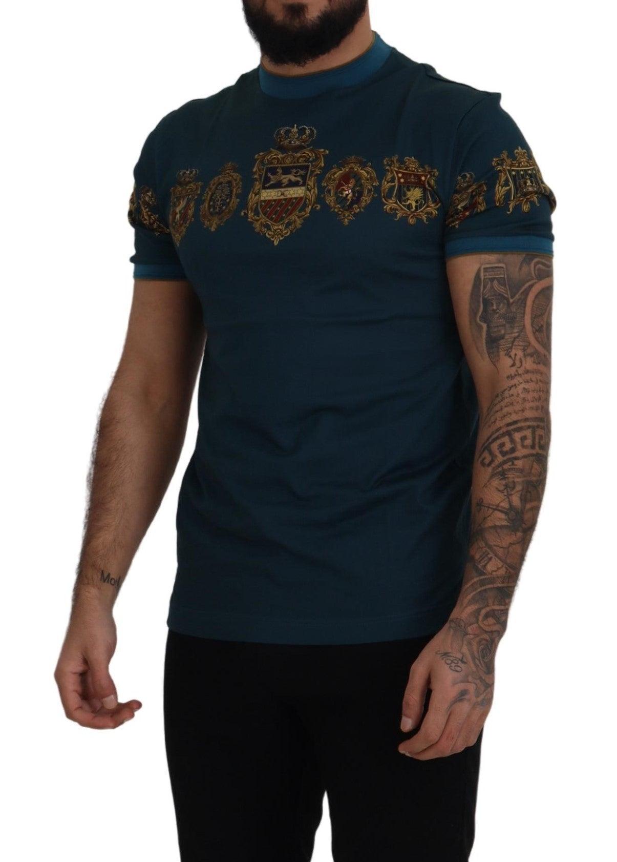 Dolce & Gabbana Gold Crown Medal Baroque Cotton T-shirt in Blue for Men |  Lyst