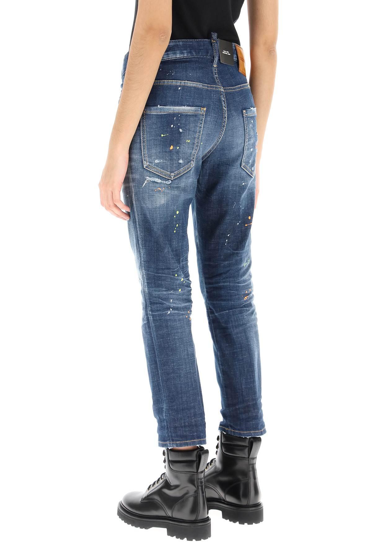 DSquared² Dark Techno Surf Wash Cool Girl Cropped Jeans in Blue | Lyst