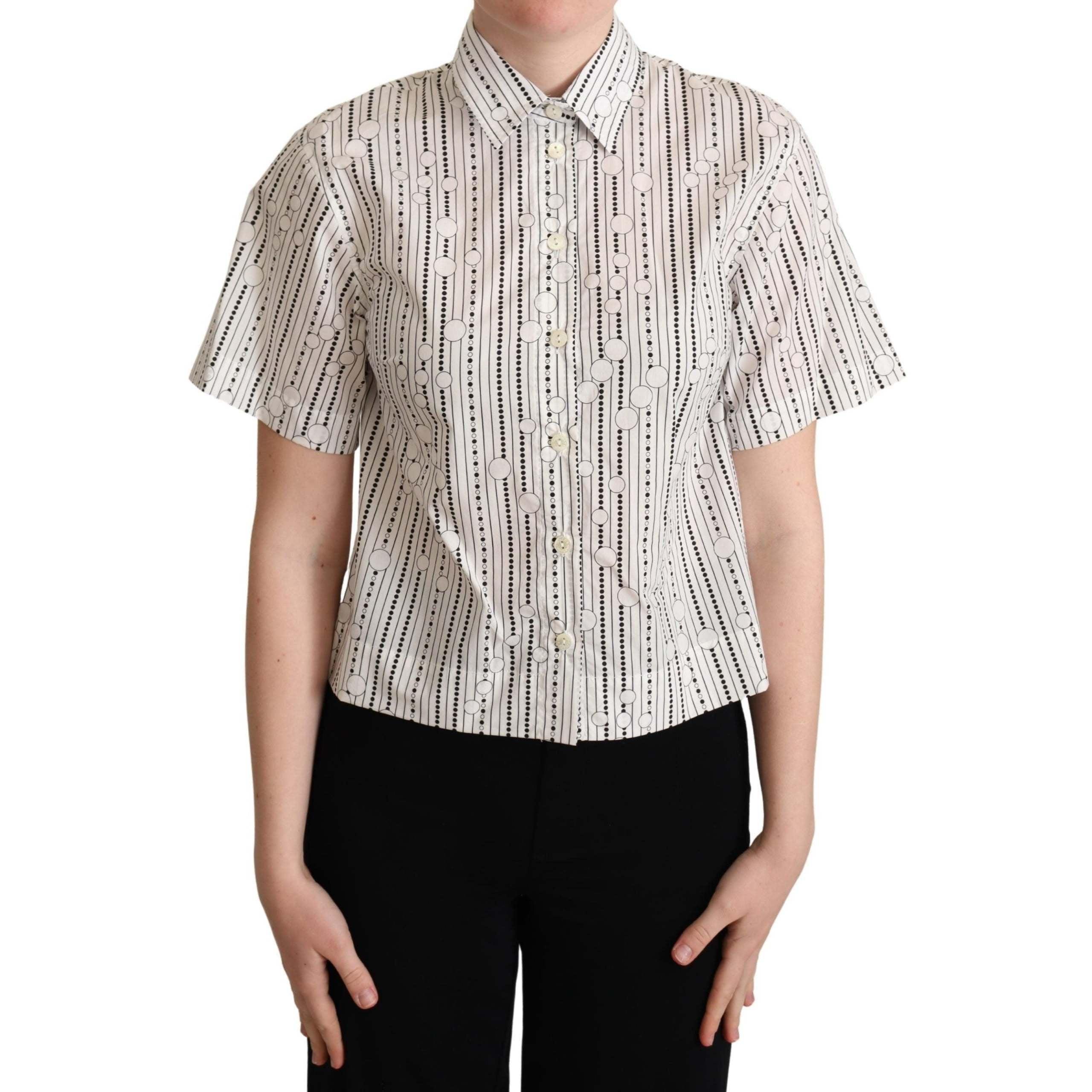 White Circles Dots Collared Button Up Shirt - bpconstructores.com