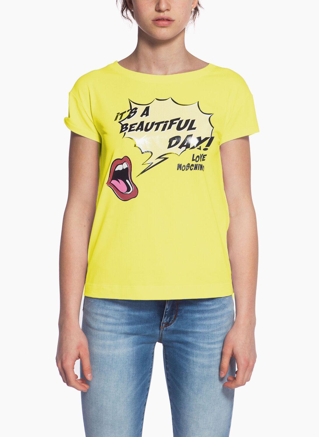 Love Moschino Love Cotton Tops & T-shirt in Yellow | Lyst