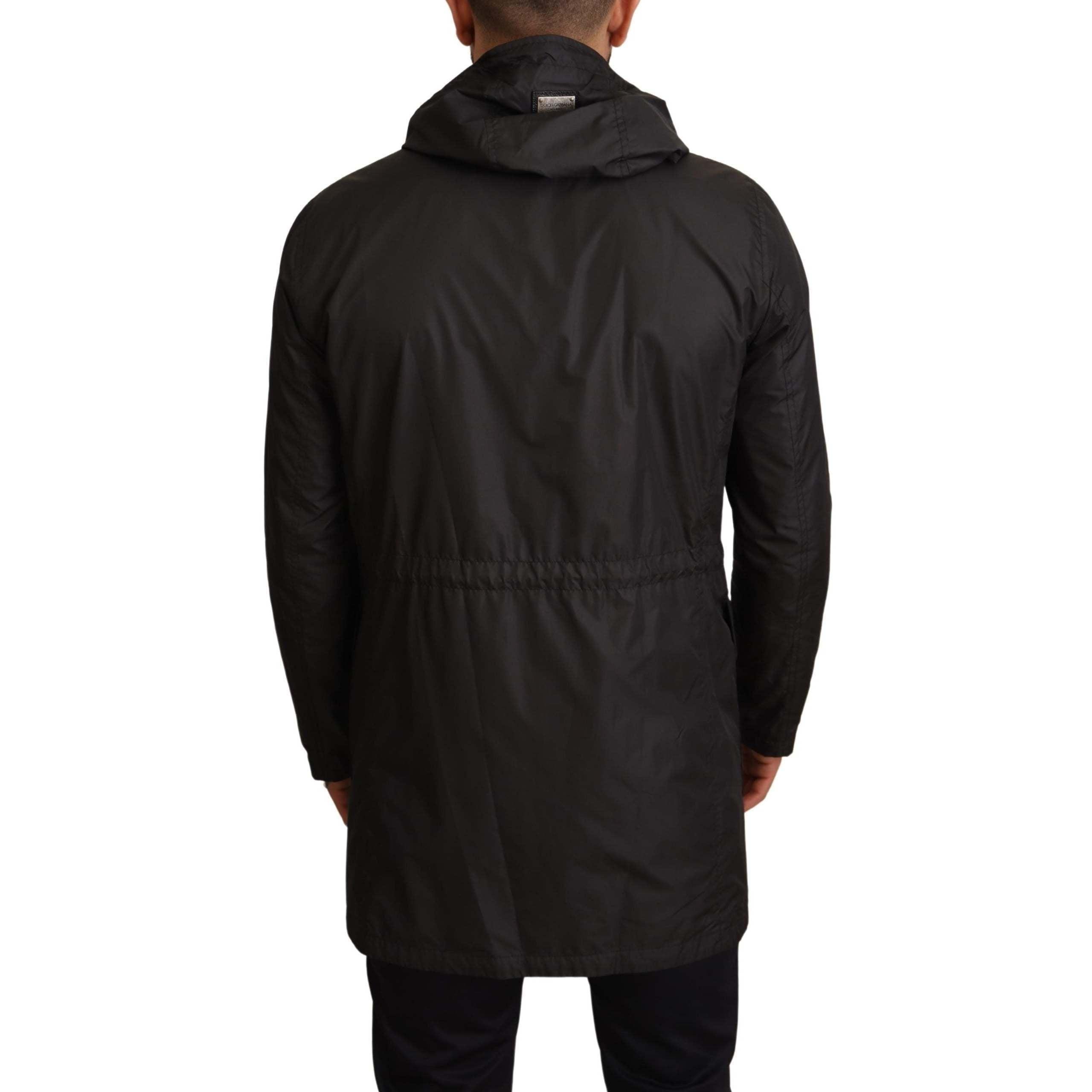 Dolce & Gabbana Black Polyester Hooded Parka Coat Jacket for Men | Lyst