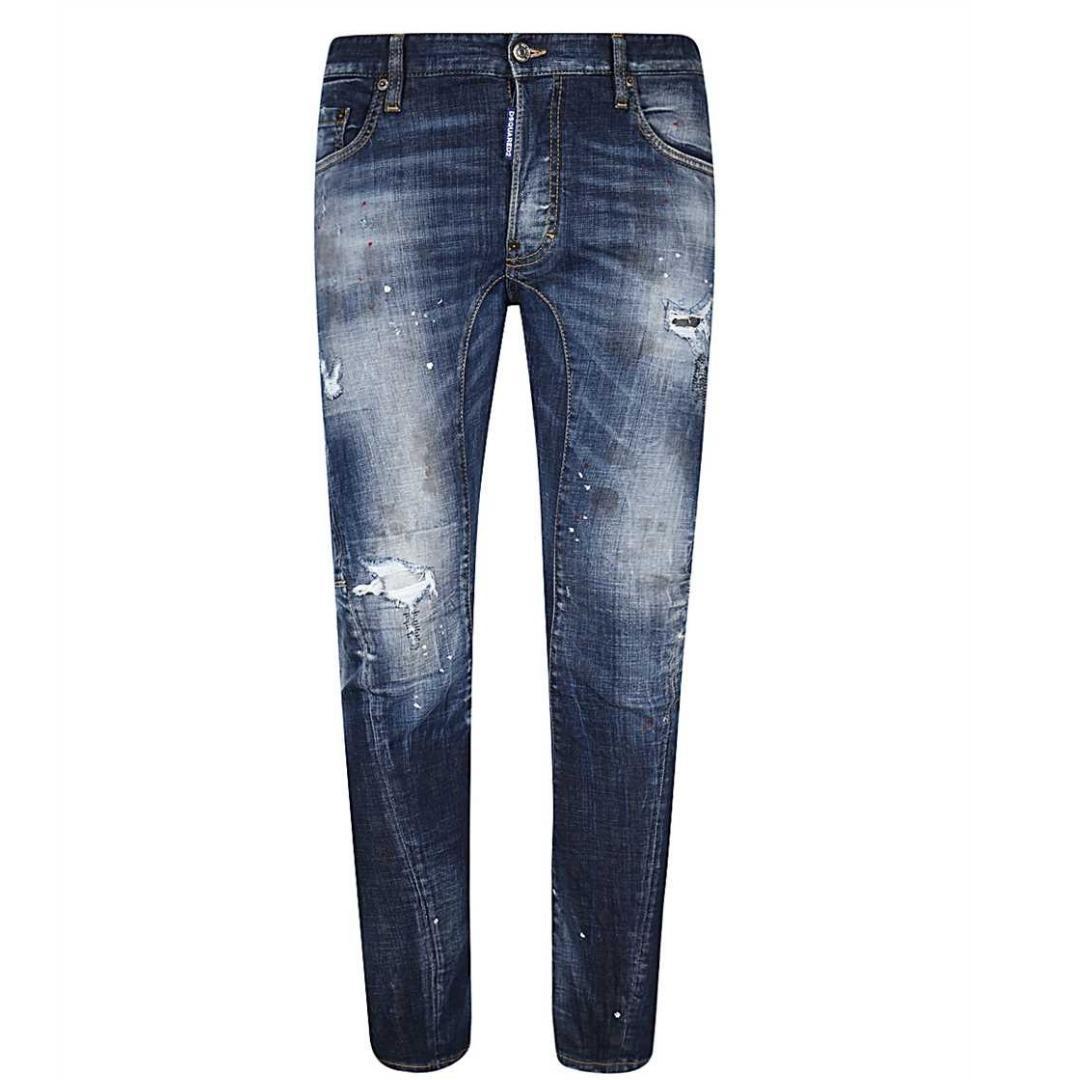 DSquared² Tidy Biker Bros Paint Splash Jeans in Blue for Men | Lyst