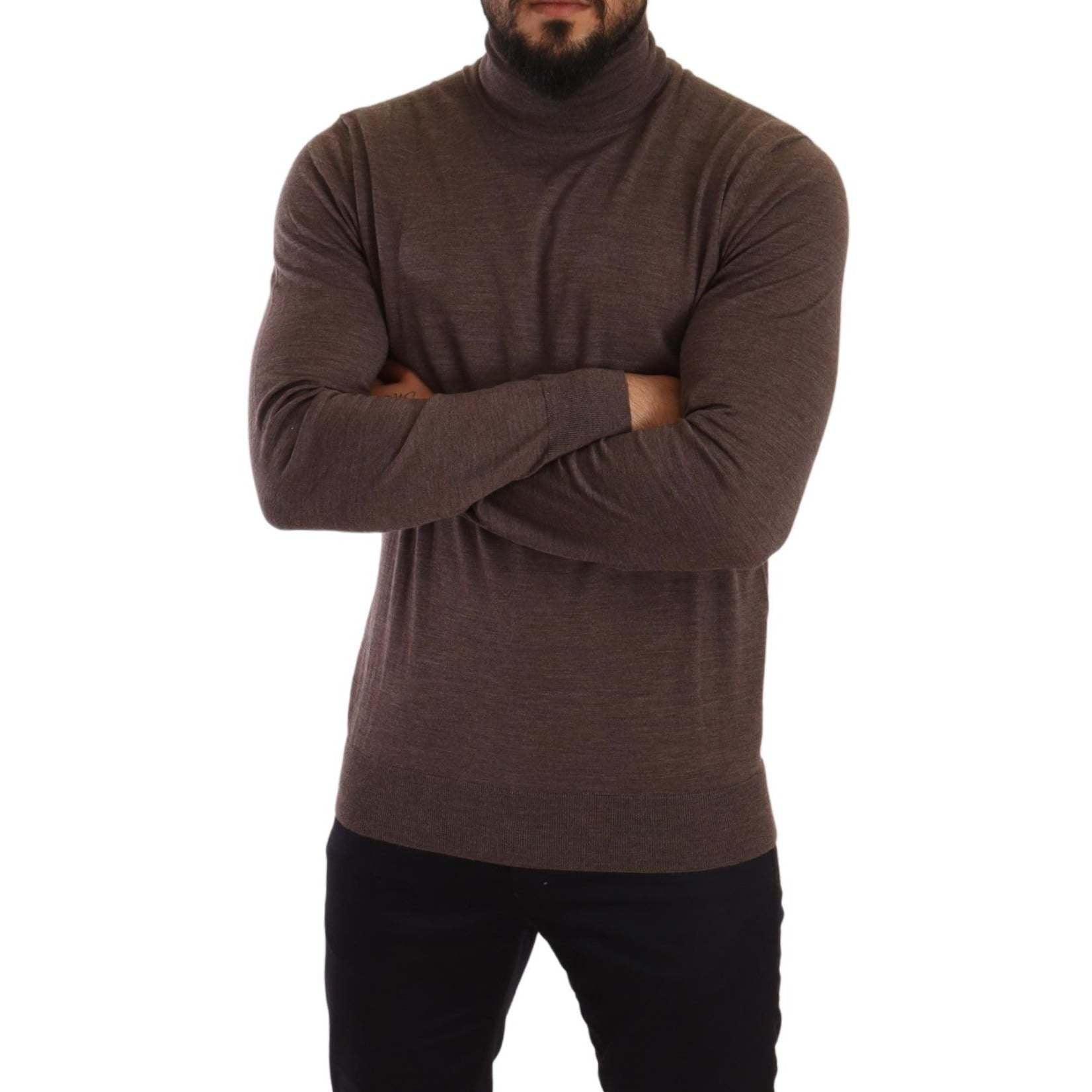 mus Arving slutpunkt Dolce & Gabbana Brown Virgin Wool Turtleneck Pullover Sweater for Men | Lyst