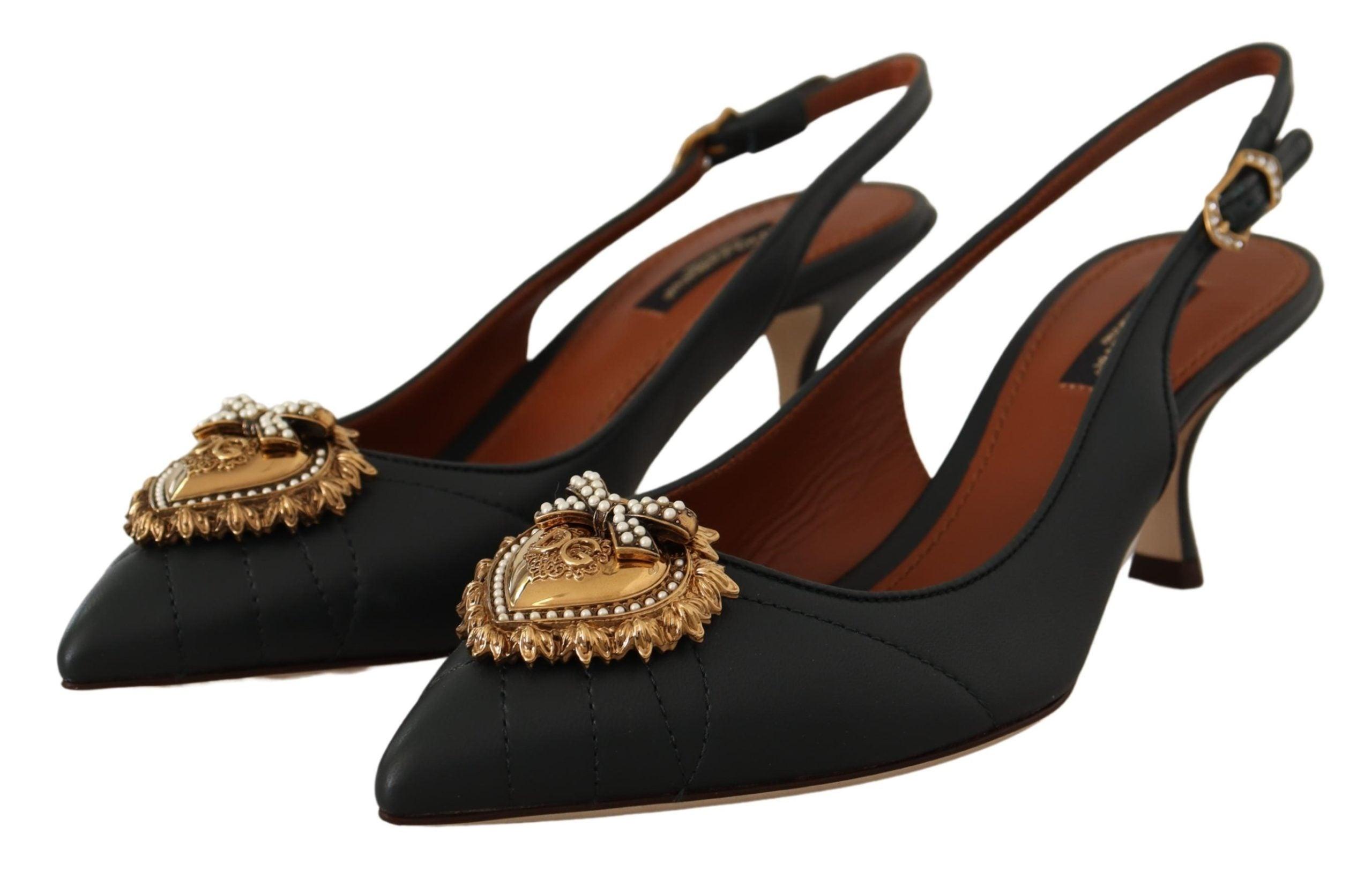 Dolce & Gabbana Green Leather Devotion Slingbacks Heels Shoes in Black |  Lyst