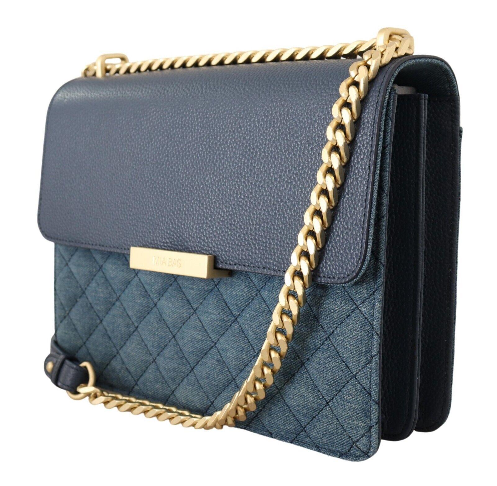 MIA Blue Denim Leather Gold Chain Shoulder Strap Bag | Lyst