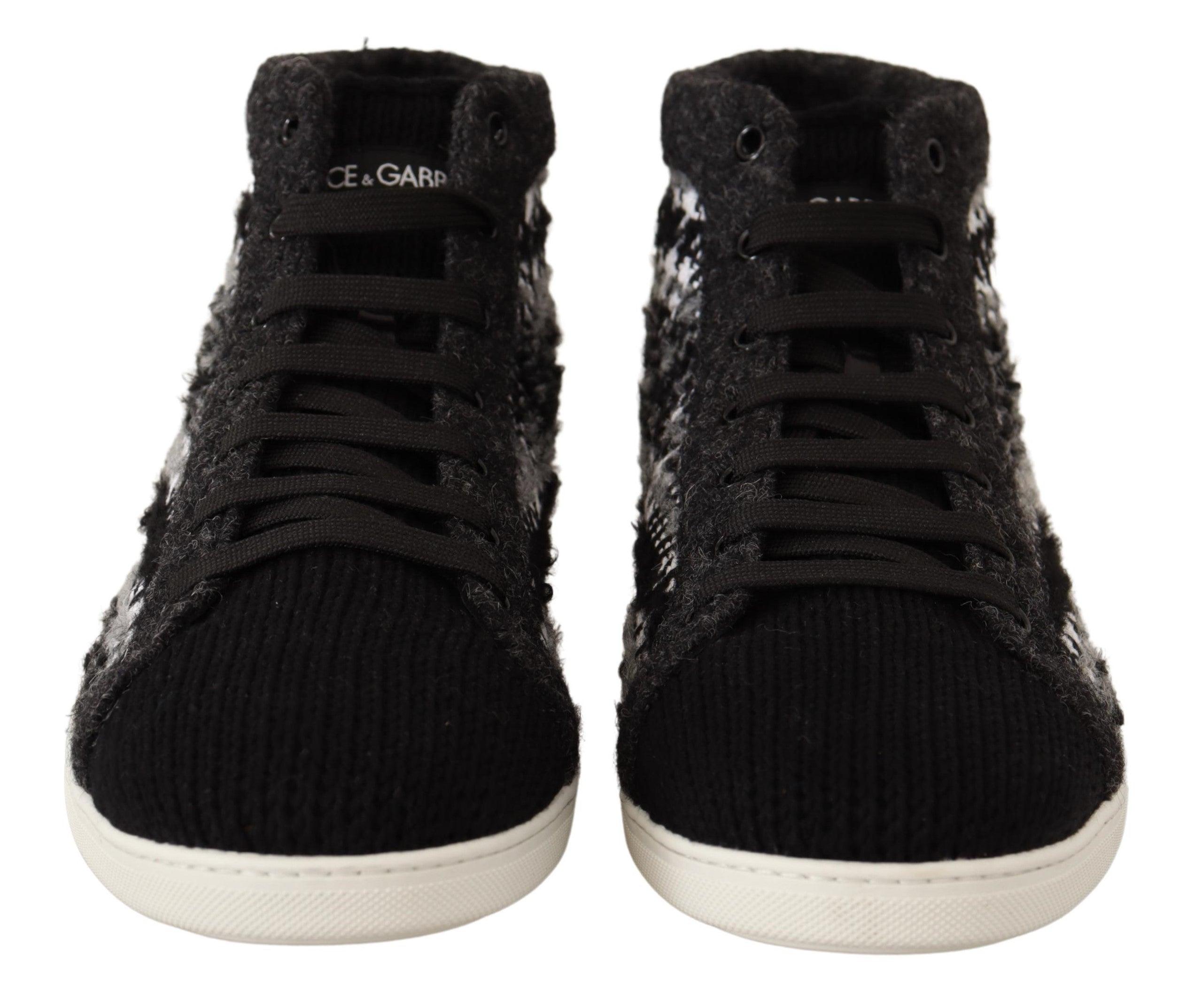 Dolce & Gabbana Wool Cotton Casual High Sneakers in Black for Men | Lyst