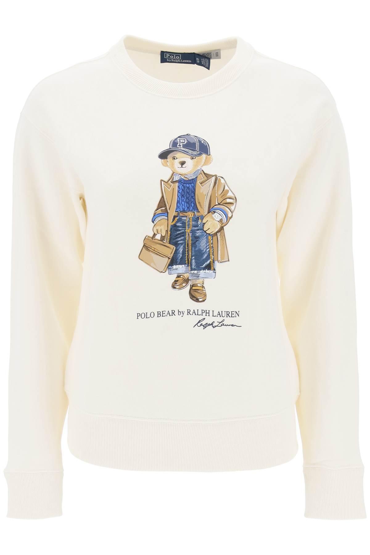 Polo Ralph Lauren Polo Bear-print Cotton-blend Jersey Sweatshirt in White |  Lyst