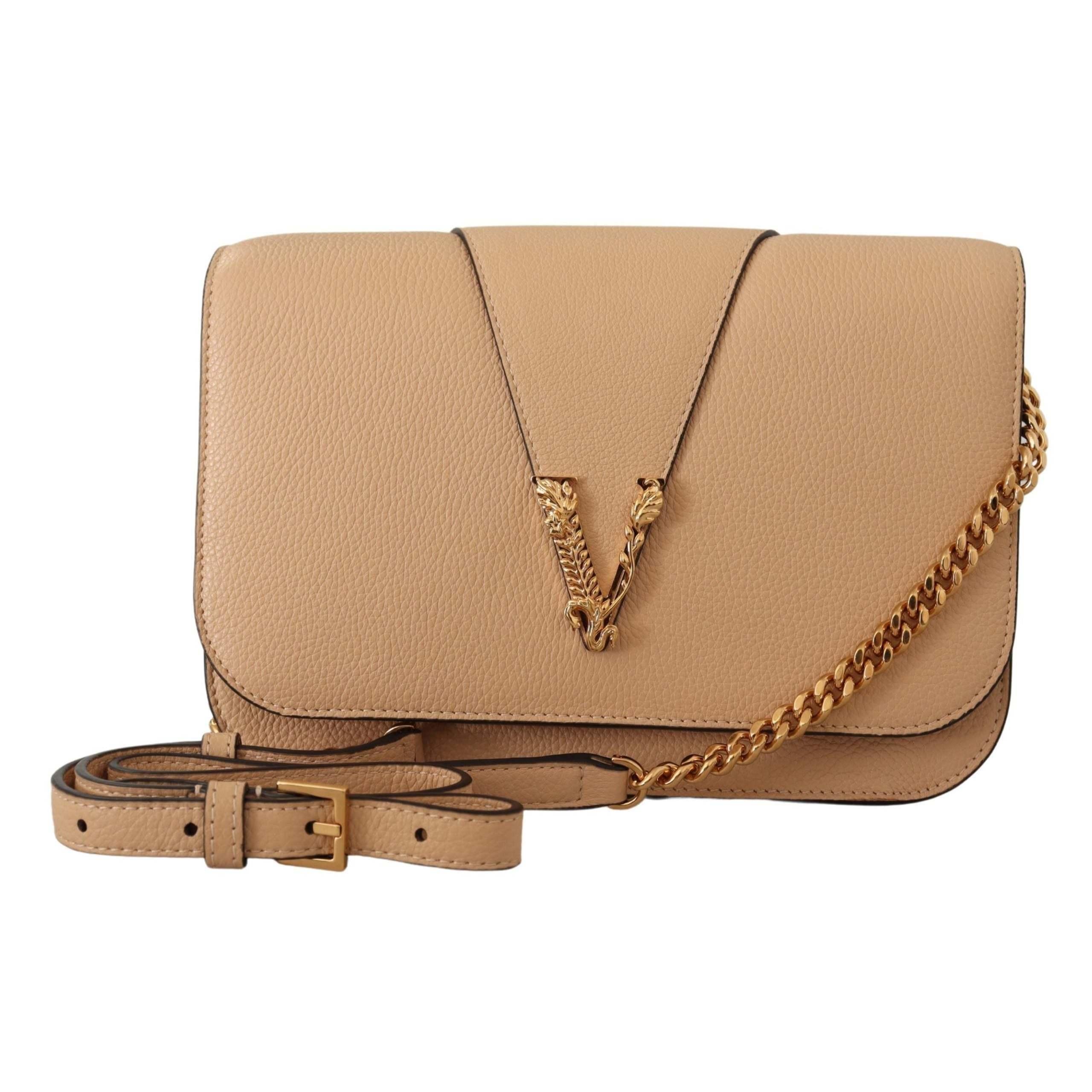 Versace Nude Calf Leather Crossbody Bag in Natural | Lyst