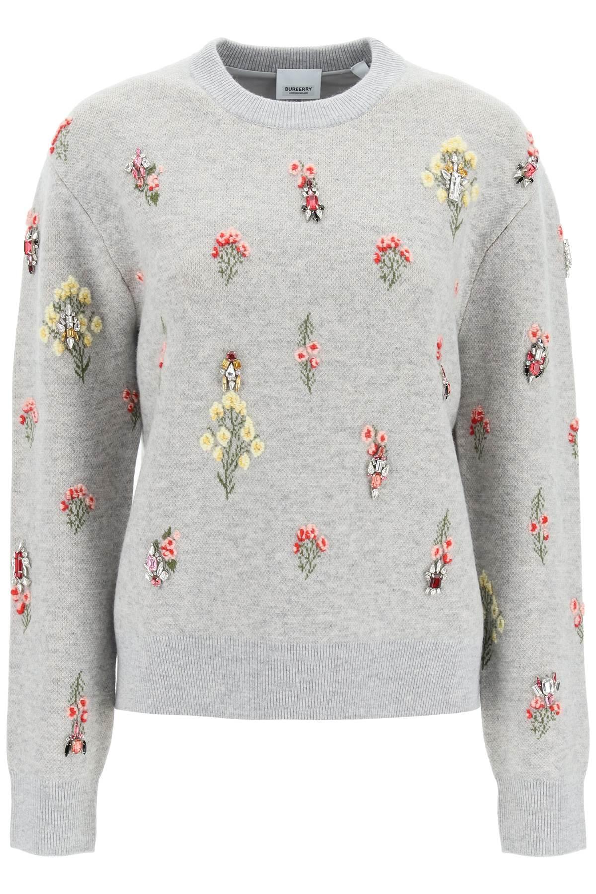 Burberry 'lorena' Pullover With Floral Embroidery And Crystals | Lyst