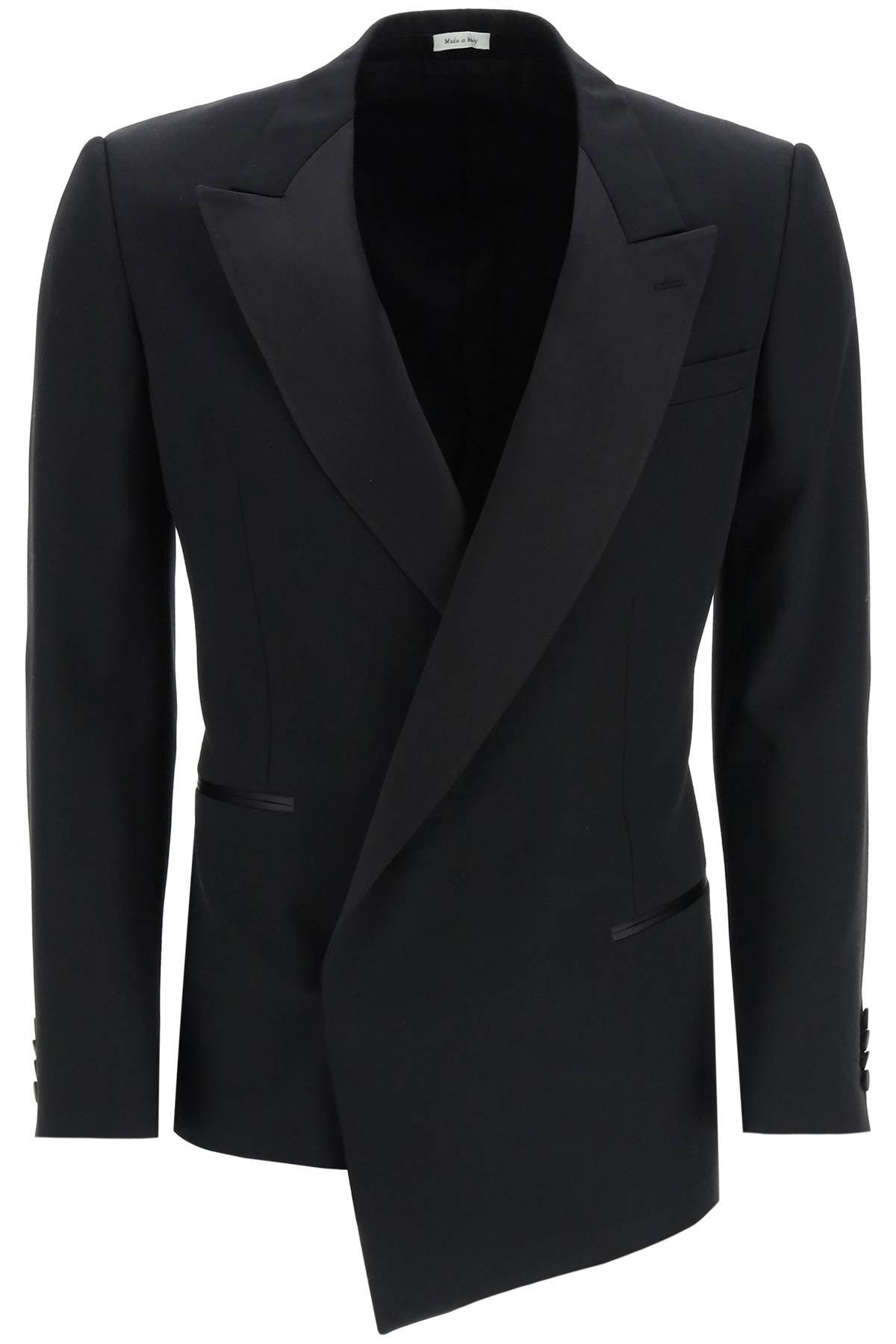 Alexander McQueen Asymmetric Barathea Tuxedo Jacket in Black for 