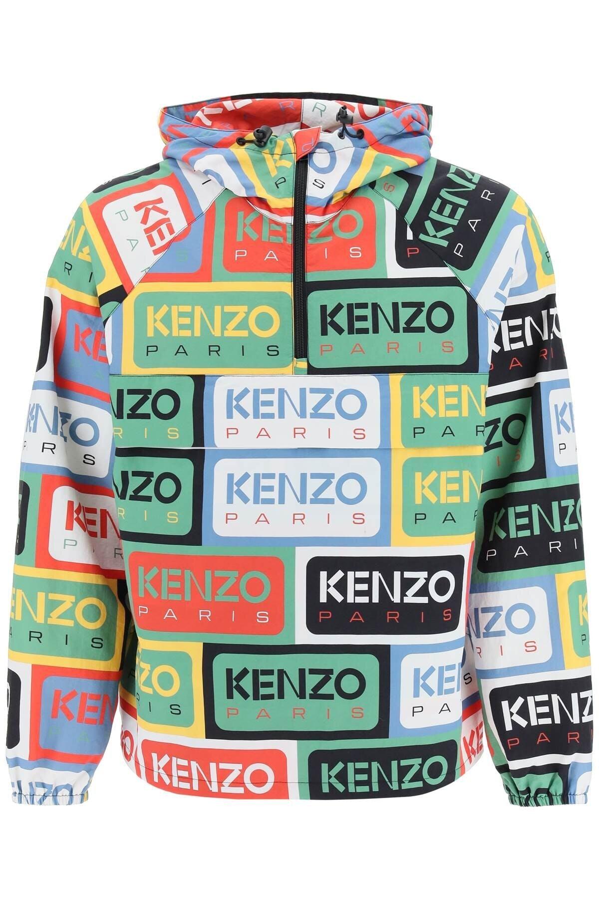 KENZO Anorak Featuring All Over Multicolor ' Labels' Pattern Multicolor ...
