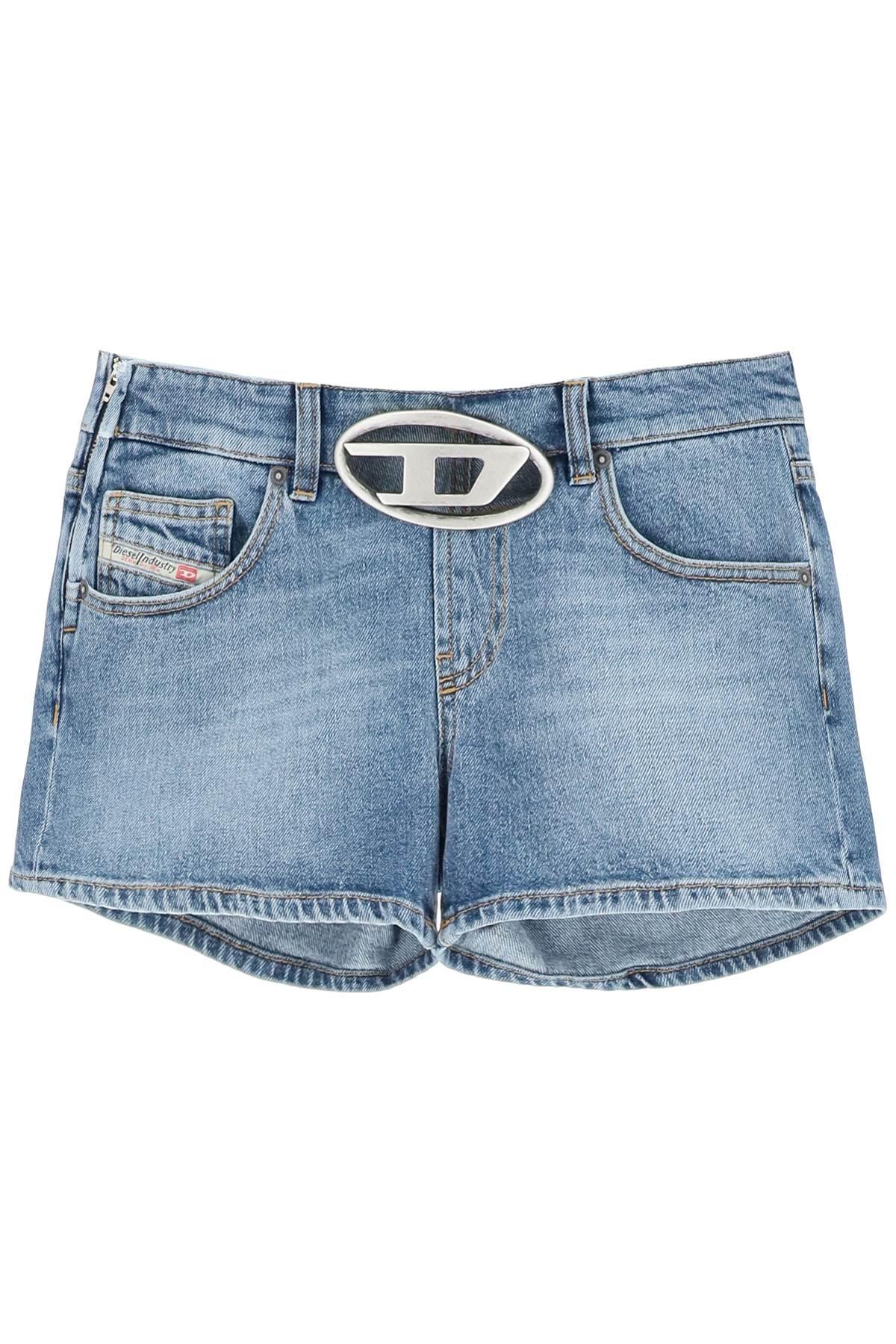 DIESEL D-oval Cut Out Buckle Denim Shorts in Blue | Lyst