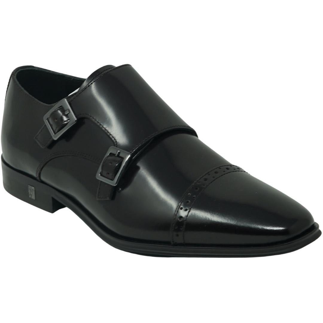 Versace spazzolato leather monk strap loafer clearance