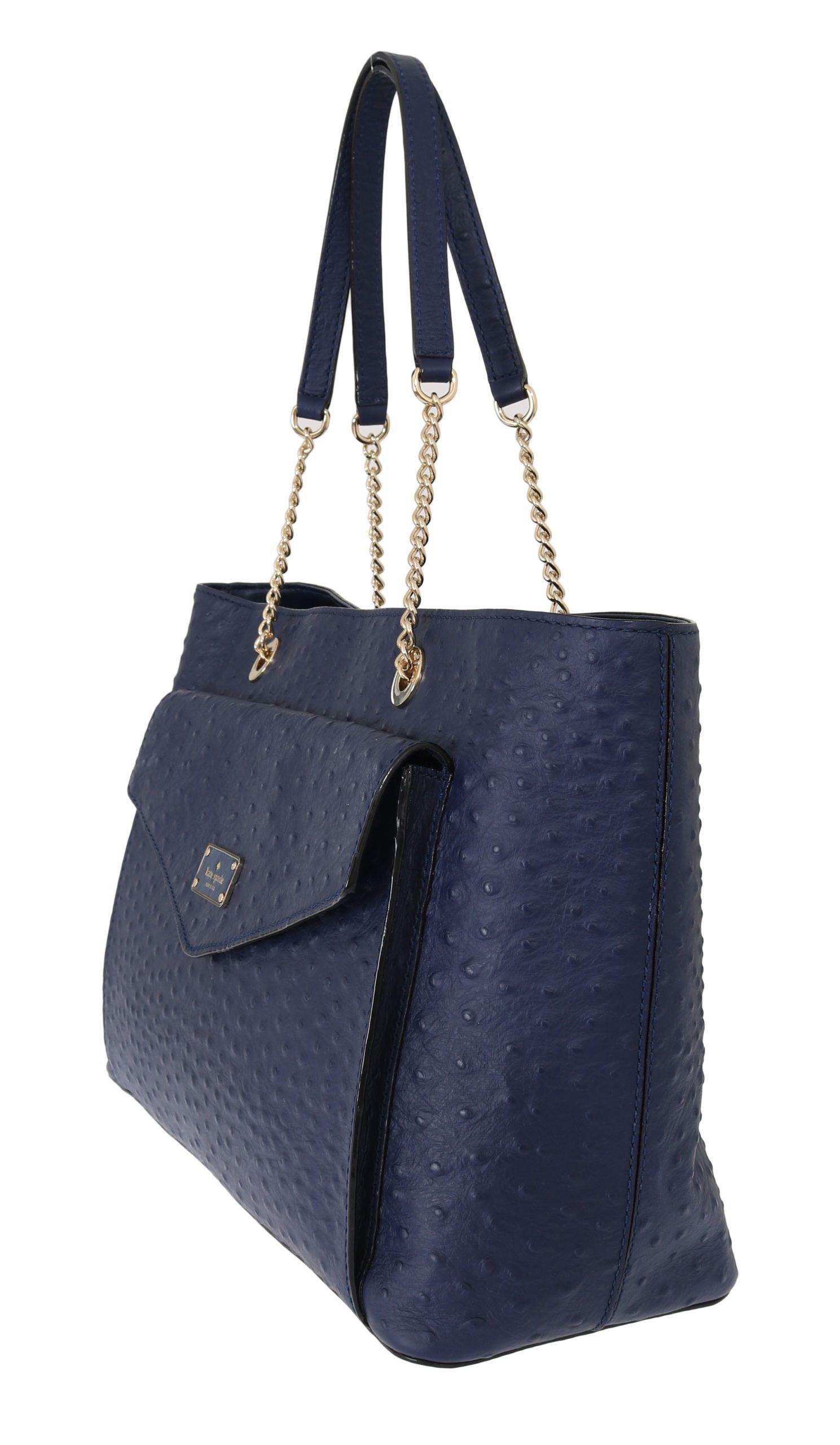 Kate Spade Blue Leather Halsey la vita Ostrich Handbag – AUMI 4