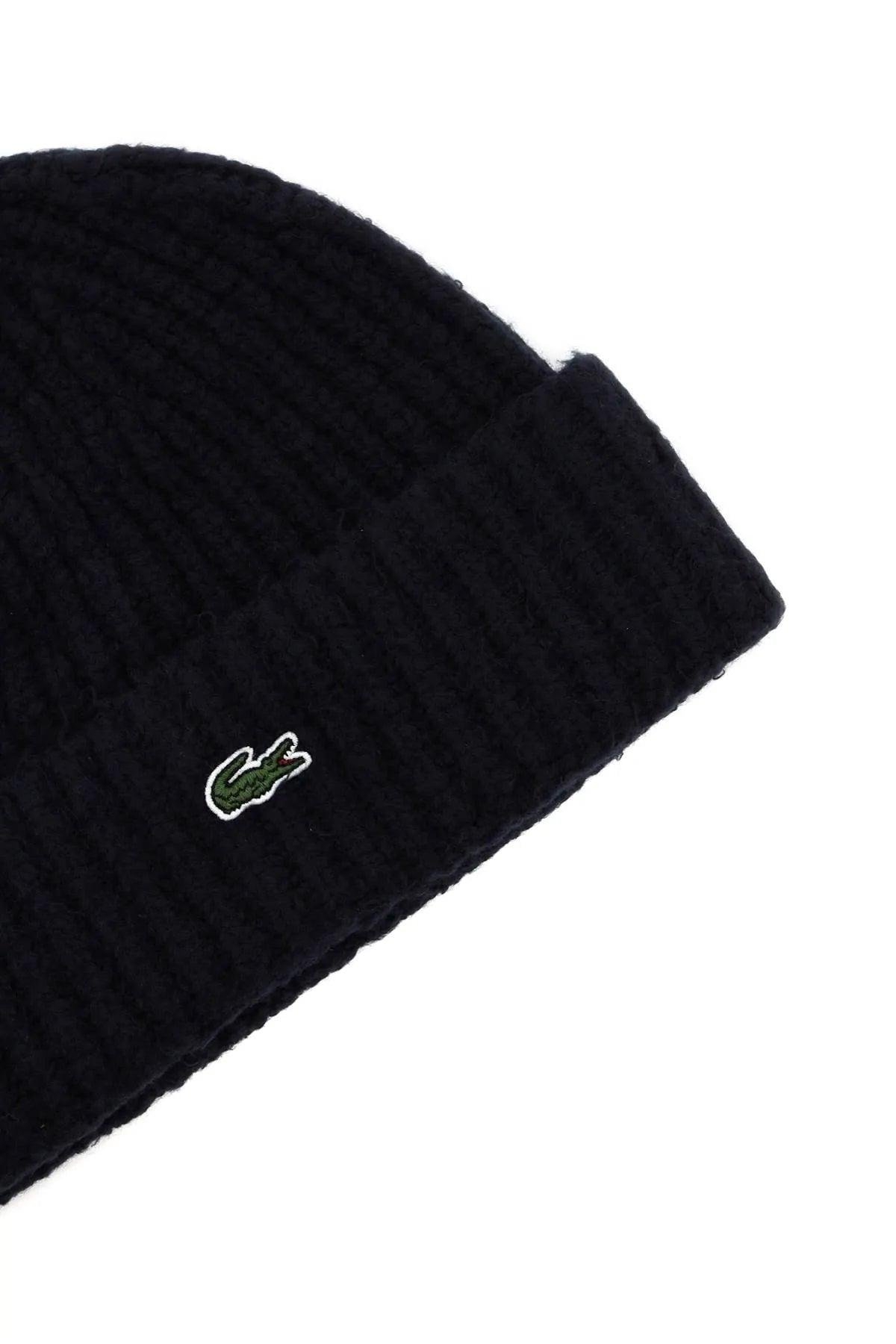 grit Mellem Sæson Lacoste Cotton Blend Beanie Hat in Black | Lyst