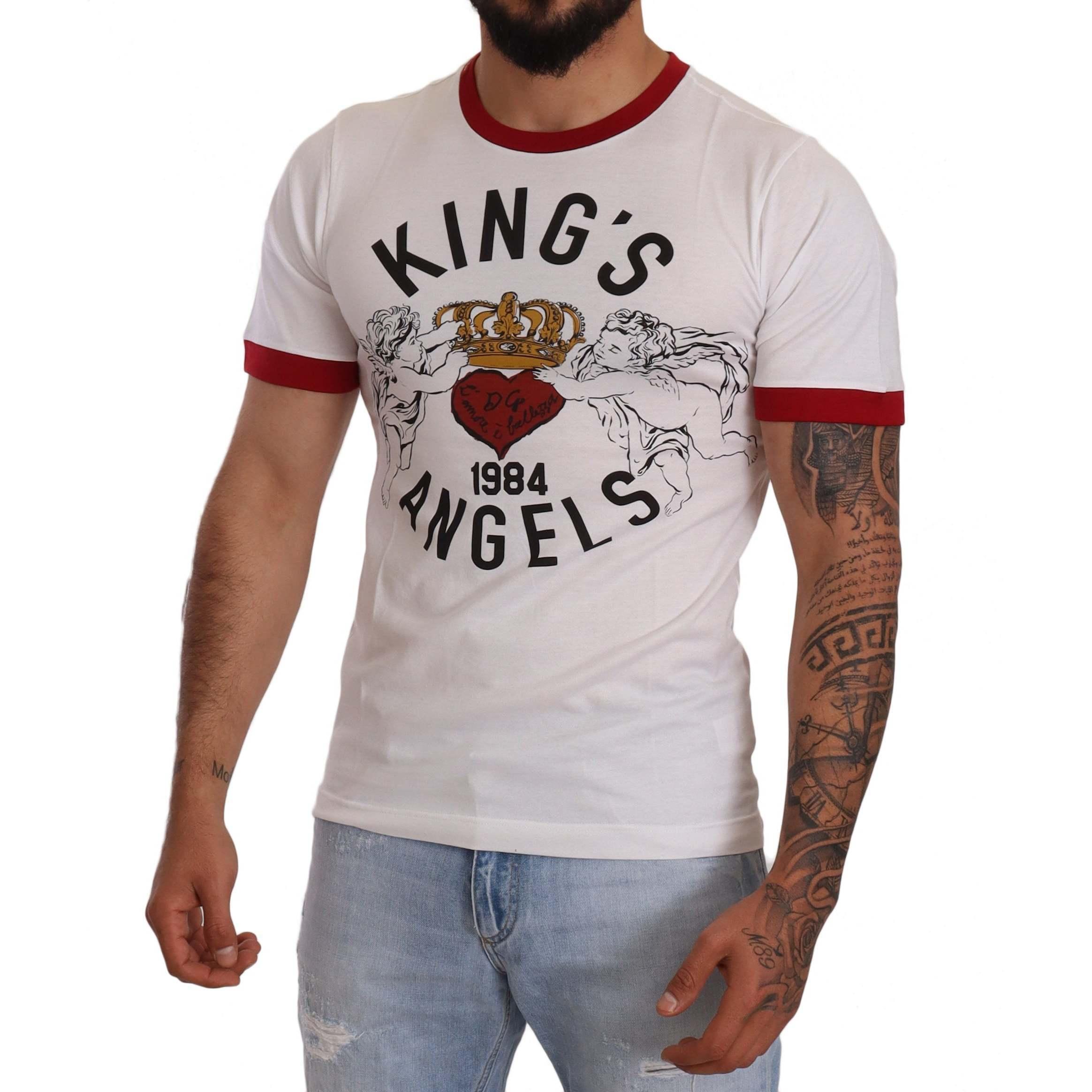 Dolce & Gabbana White Kings Angels Print Cotton T-shirt for Men | Lyst