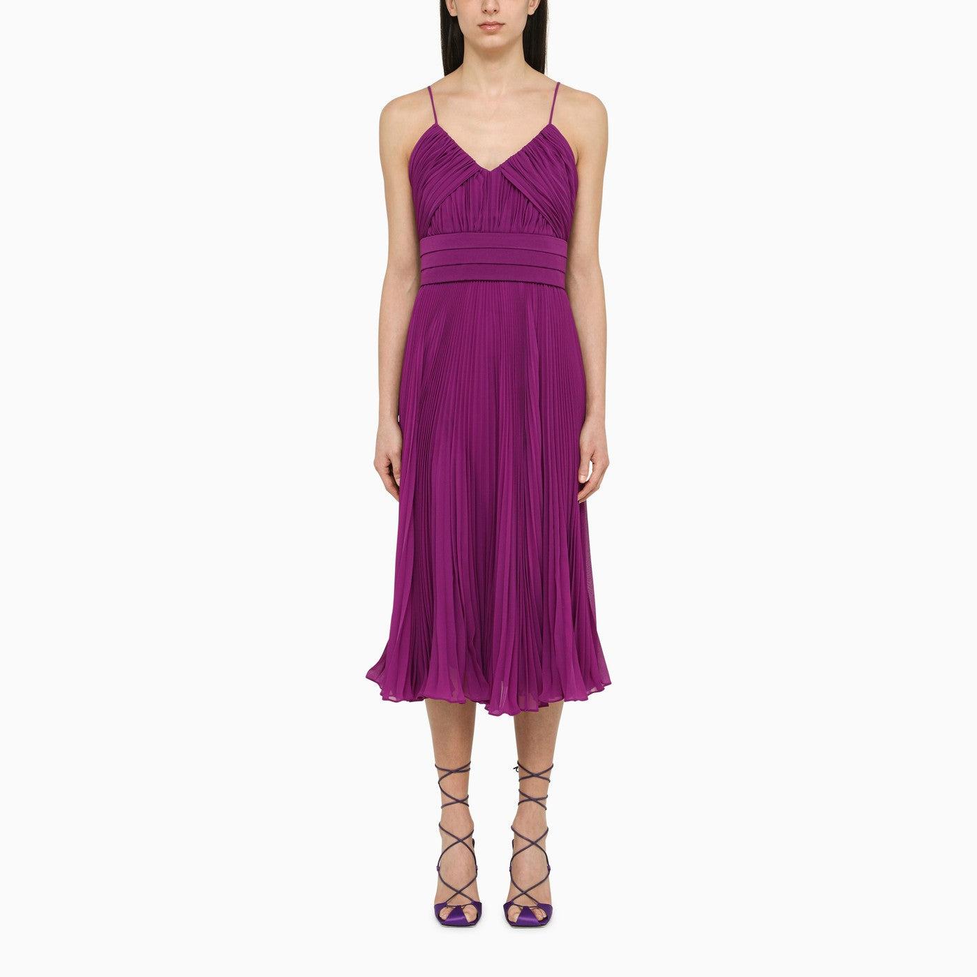 Max Mara Purple Pleated Midi Dress | Lyst