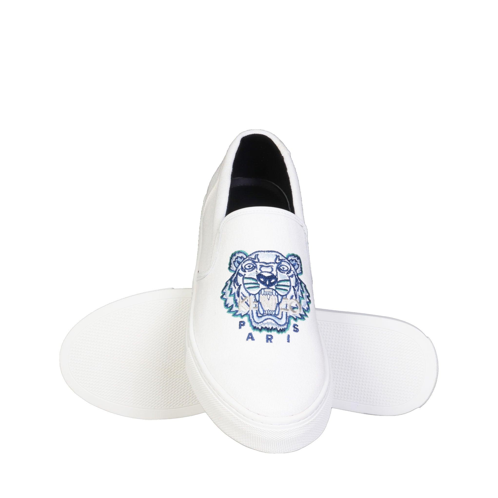 KENZO Icon Tiger Slip-on Sneakers in White for Men | Lyst