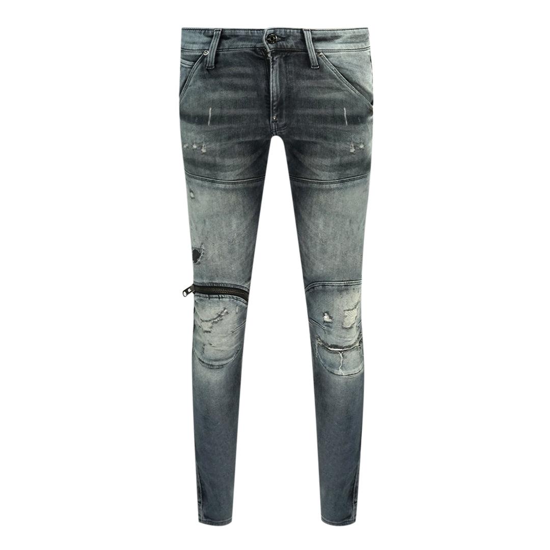 G-Star RAW 5620 3d Zip Knee Skinny Vintage Ripped Basalt Grey Jeans in Blue  for Men | Lyst