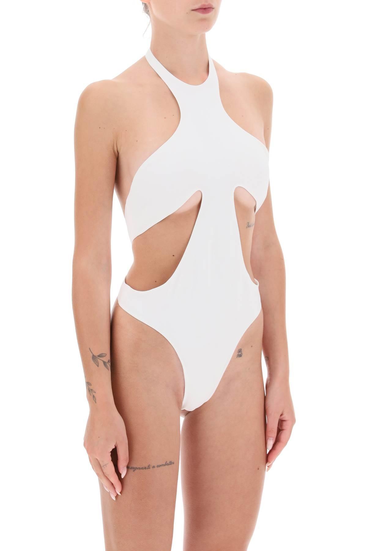 Mugler One Piece Swimsuit With Cut Outs in White