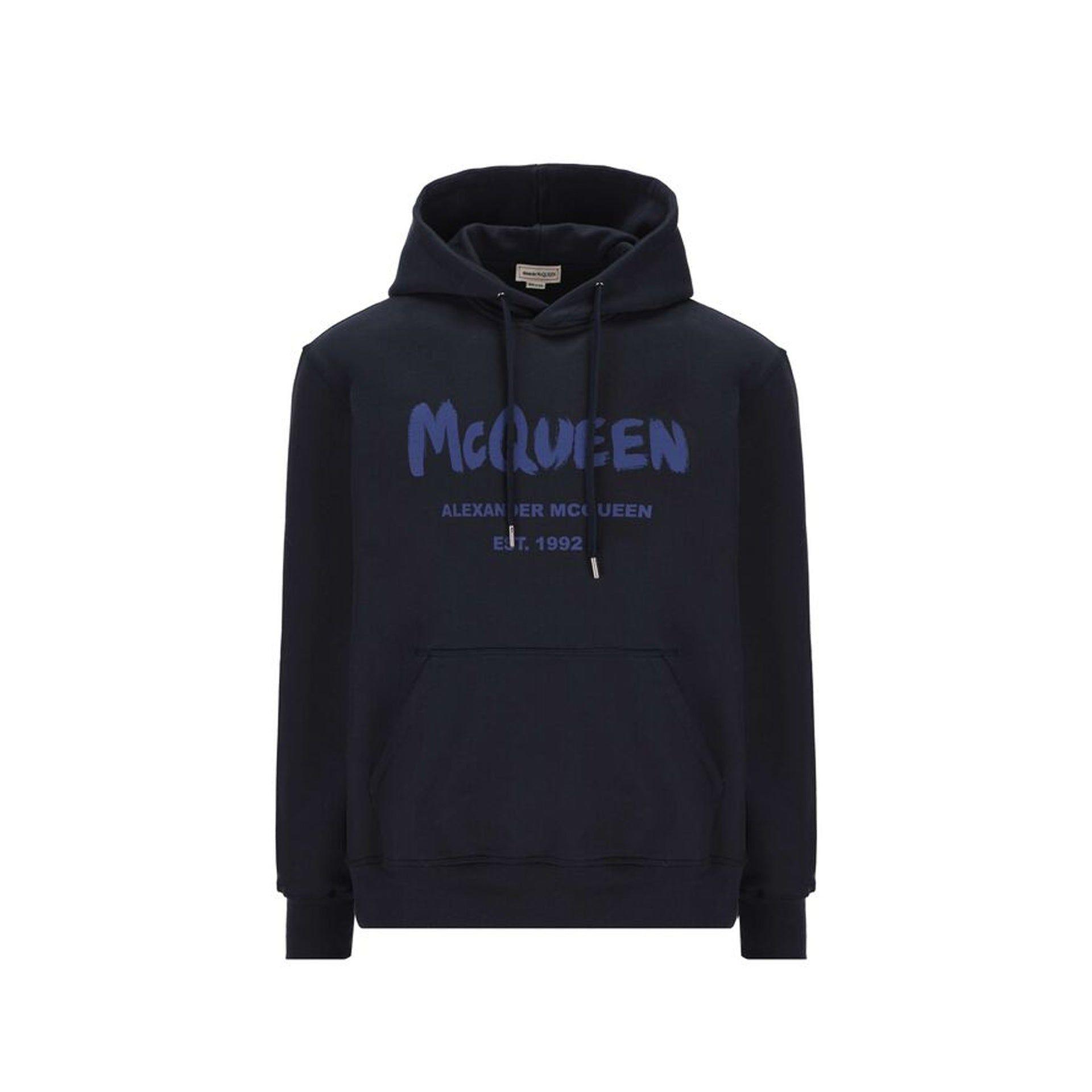 Alexander McQueen Logo Hoodie Sweatshirt in Blue for Men Lyst
