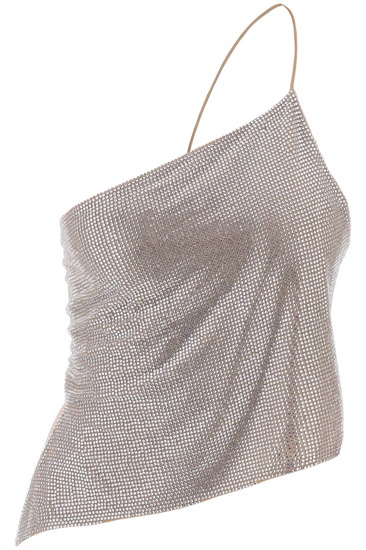 GIUSEPPE DI MORABITO Cropped Top In Mesh With Crystals All-over in