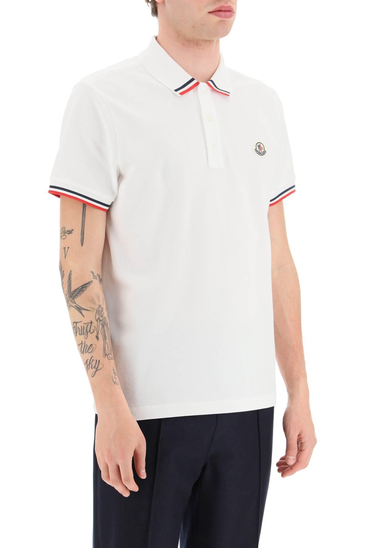 Moncler Polo Shirt With Logo Patch in White for Men | Lyst