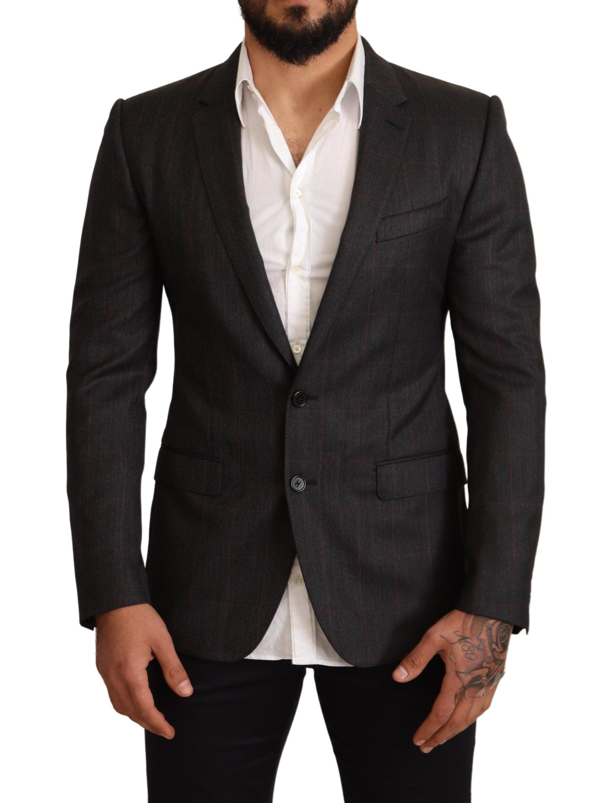 Dolce & Gabbana Check Wool Slim Fit Blazer Jacket in Black for Men | Lyst