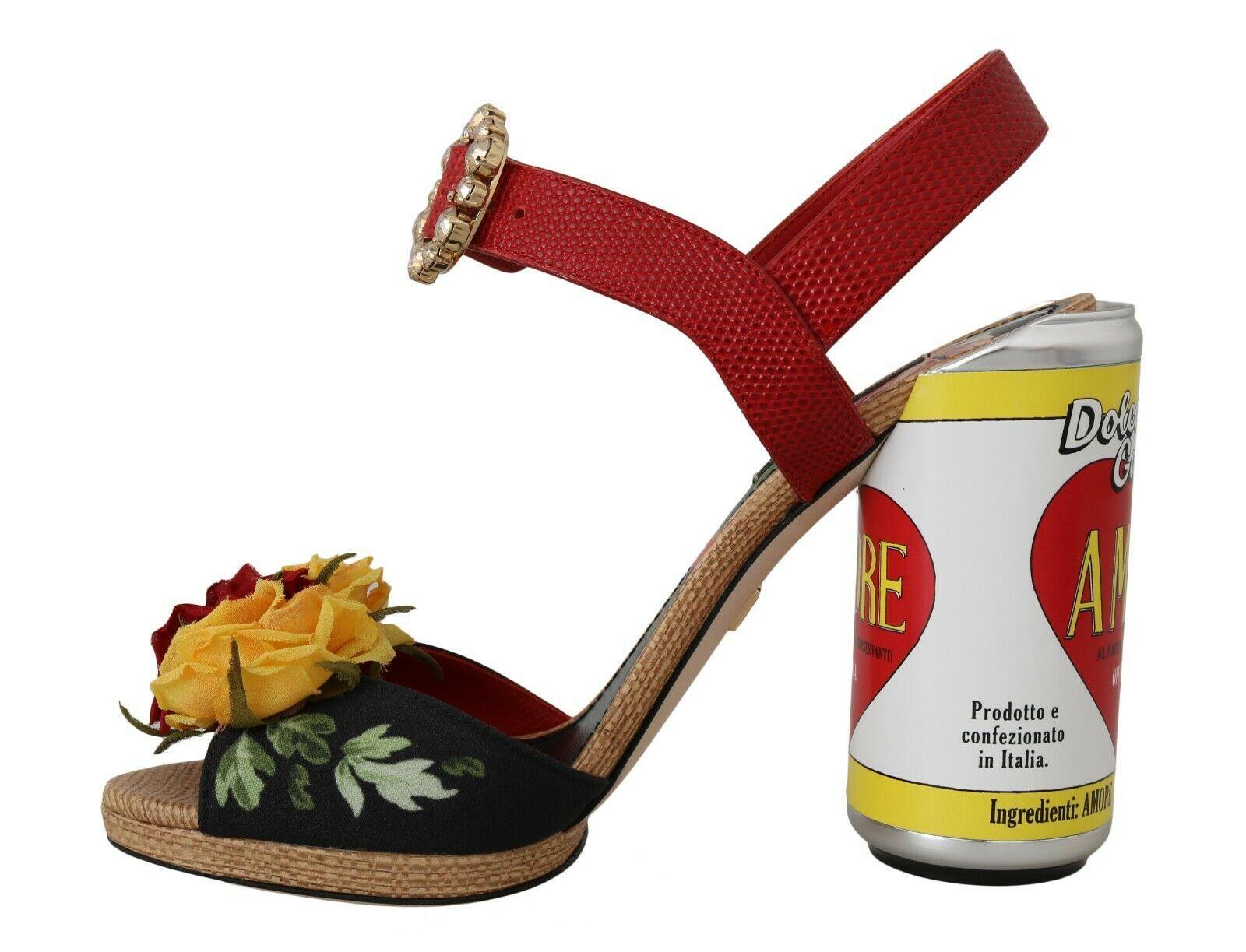 Dolce & Gabbana Multicolor Floral-embellished Cylindrical Heels Amore  Sandals Leather | Lyst
