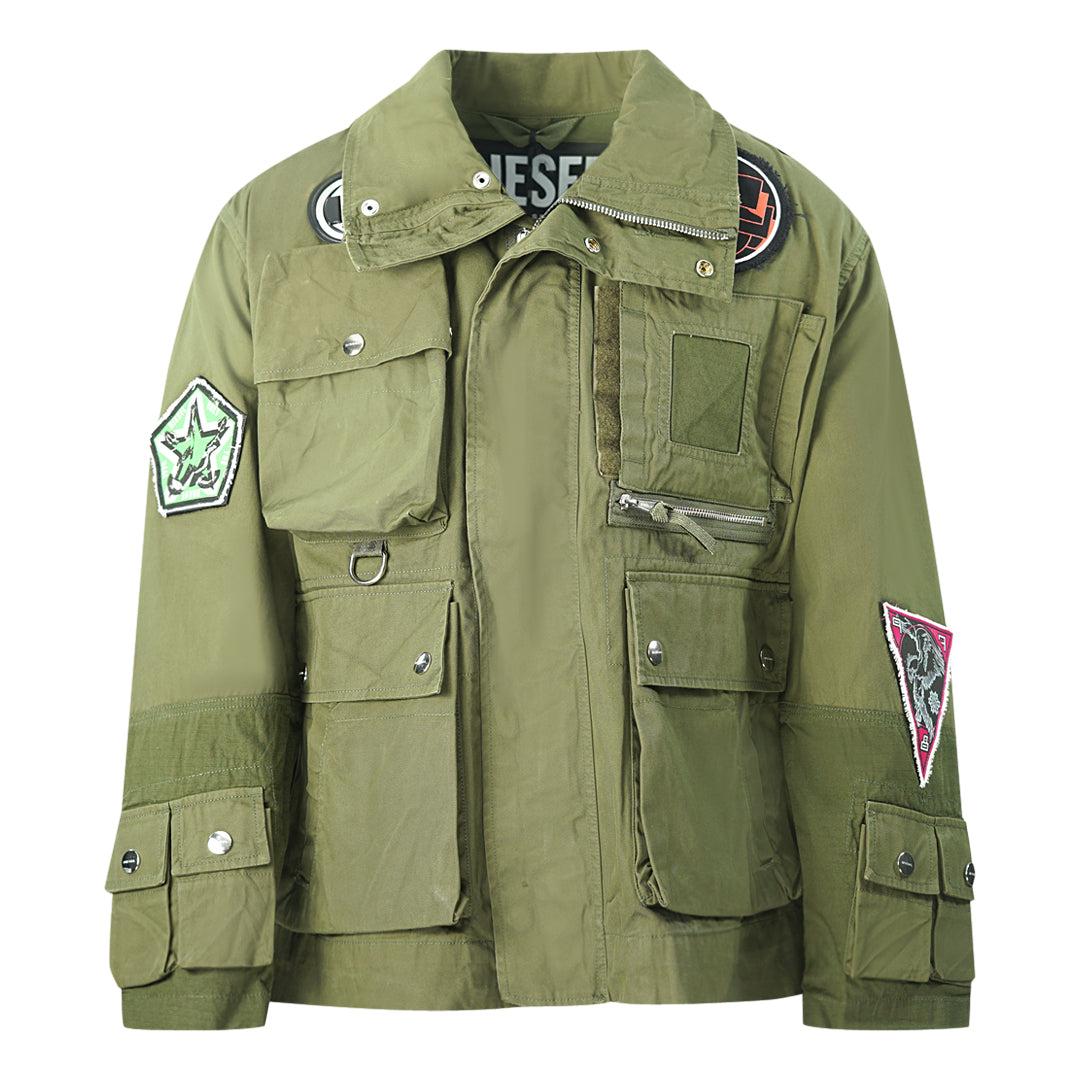 DIESEL Pocket Patch Logo Green Military Jacket for Men | Lyst