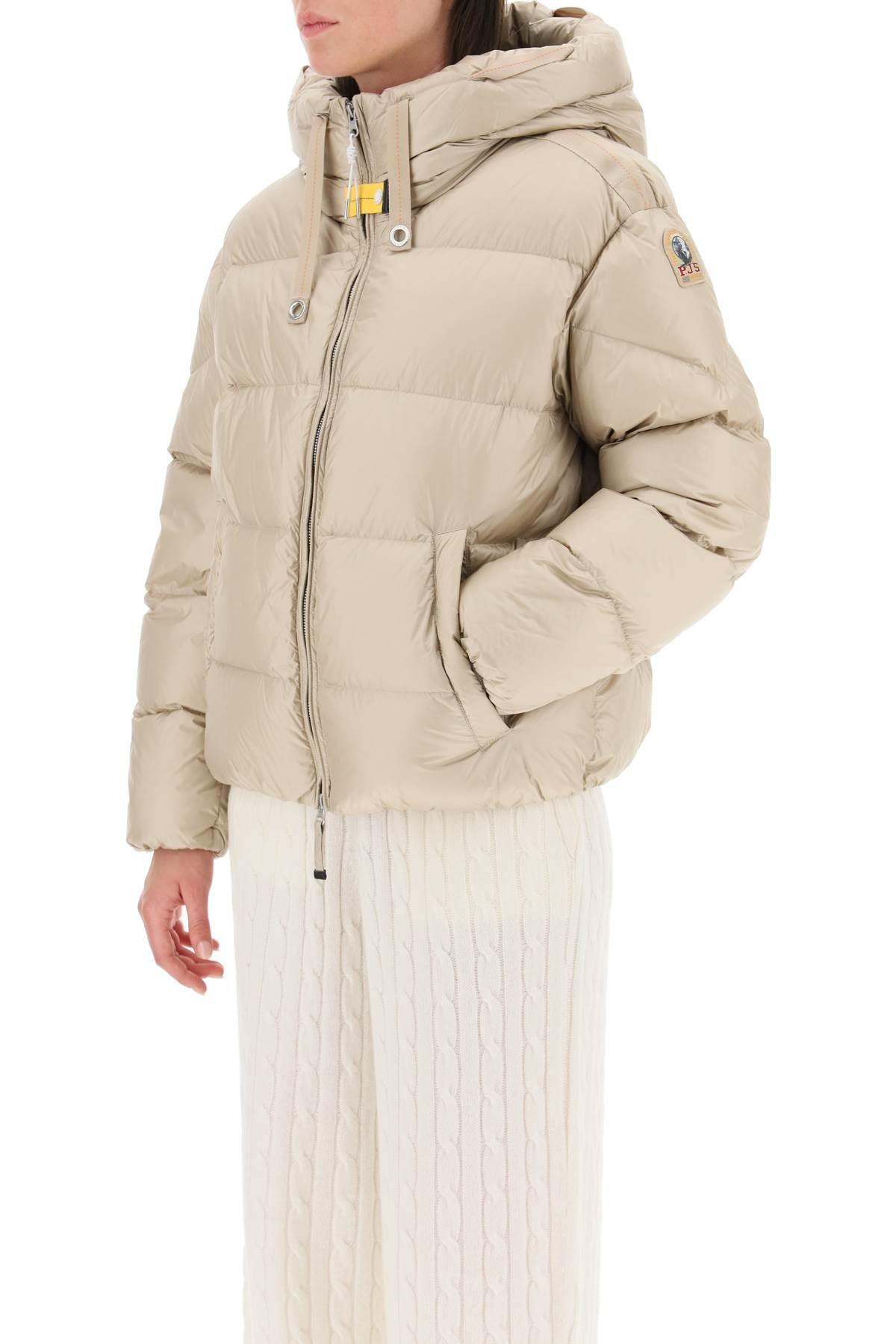 Parajumpers Tilly Hooded Short Down Jacket in Natural | Lyst
