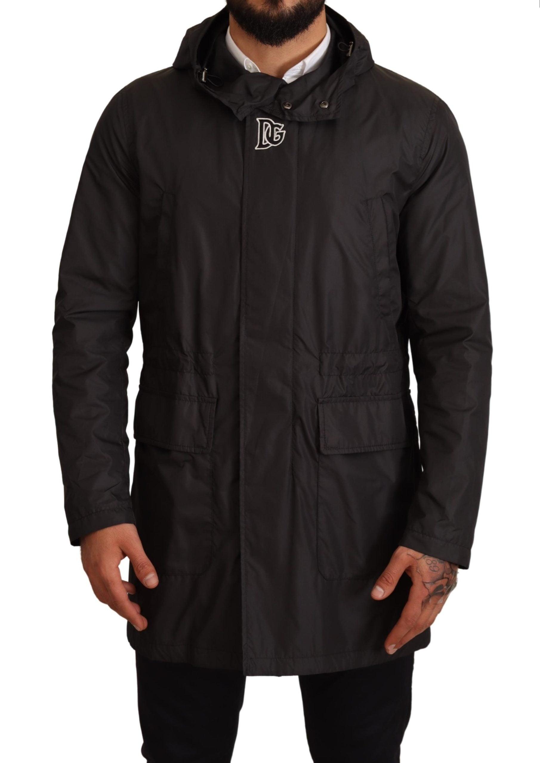 Dolce & Gabbana Black Polyester Hooded Parka Coat Jacket for Men | Lyst