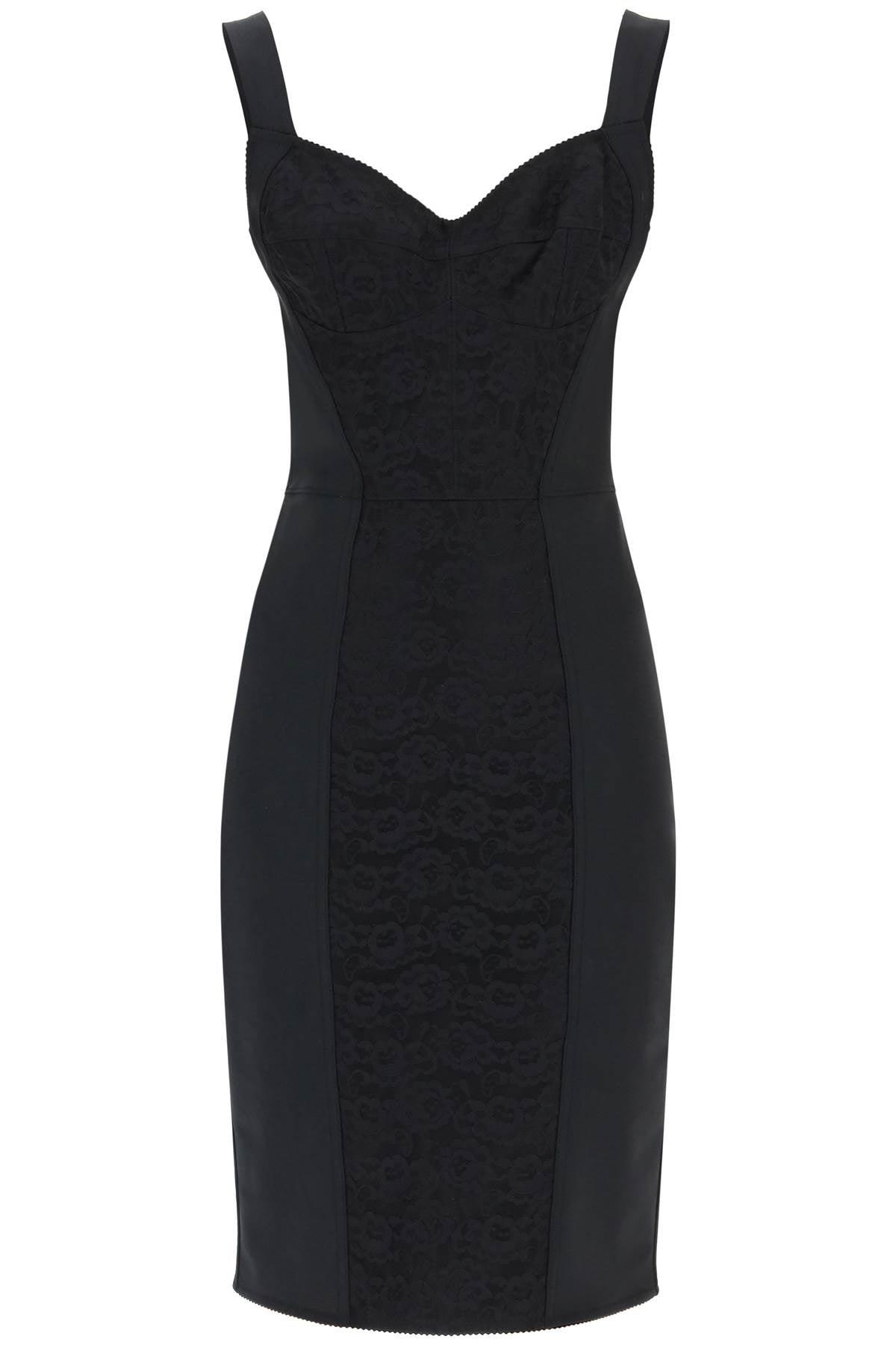 Dolce & Gabbana Corset-style Midi Dress In Powernet And Lace in 