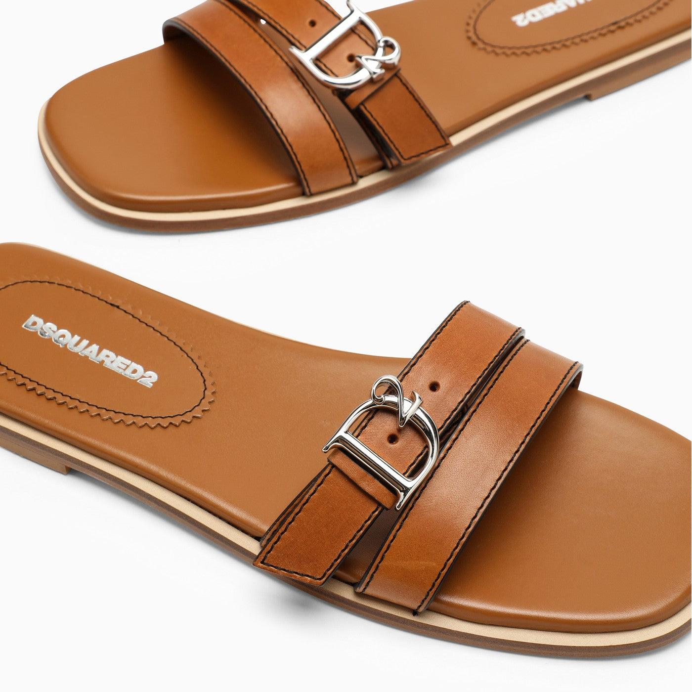DSquared² Flat Sandals With D2-buckle in Brown | Lyst