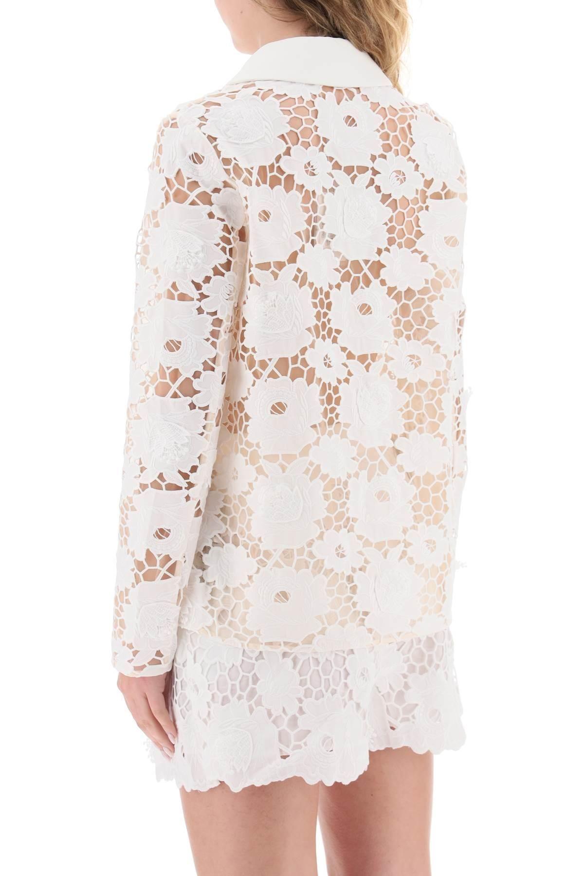 Self Portrait Cotton Floral Lace Jacket in White Lyst