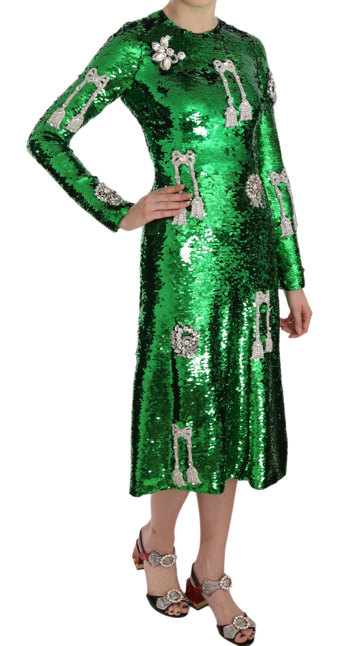 Dolce & Gabbana Dolce Gabbana Sequin Swarovski Crystal Dress in Green | Lyst