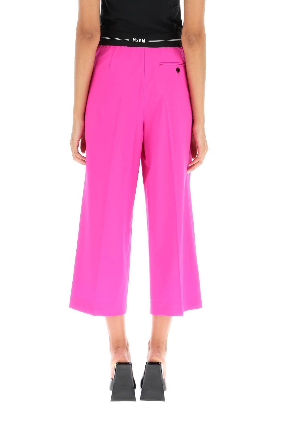 MSGM Cropped Trousers With Elastic Band in Pink | Lyst UK
