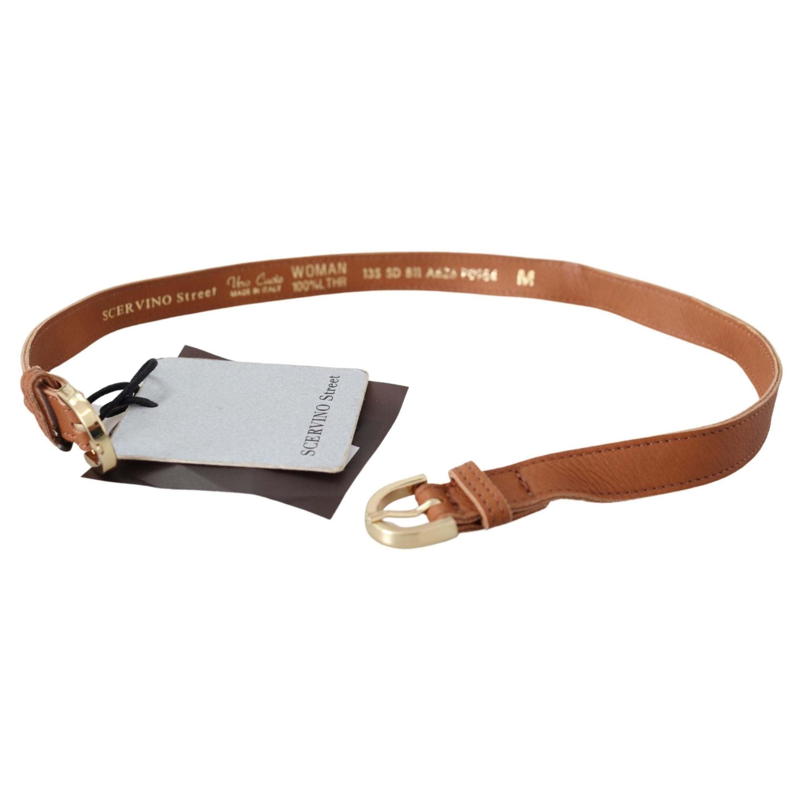 Ermanno Scervino Light Brown Leather Gold Double Buckle Waist Belt | Lyst