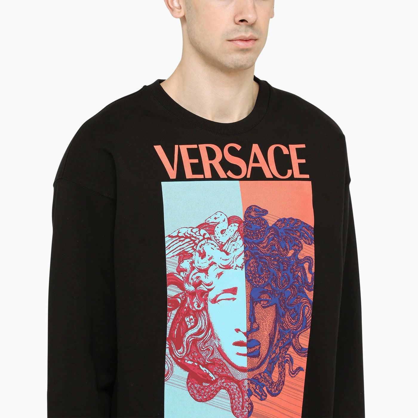 Versace Medusa Black Printed Sweatshirt in Red for Men | Lyst