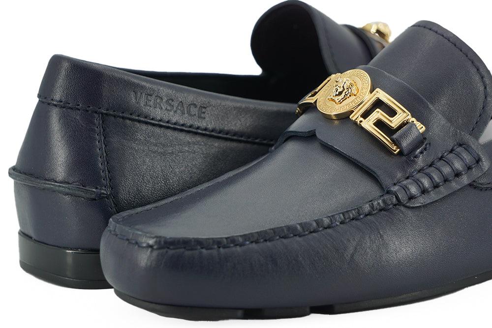 Anoi Fancy Pil Versace Calf Leather Loafers Shoes in Black for Men | Lyst